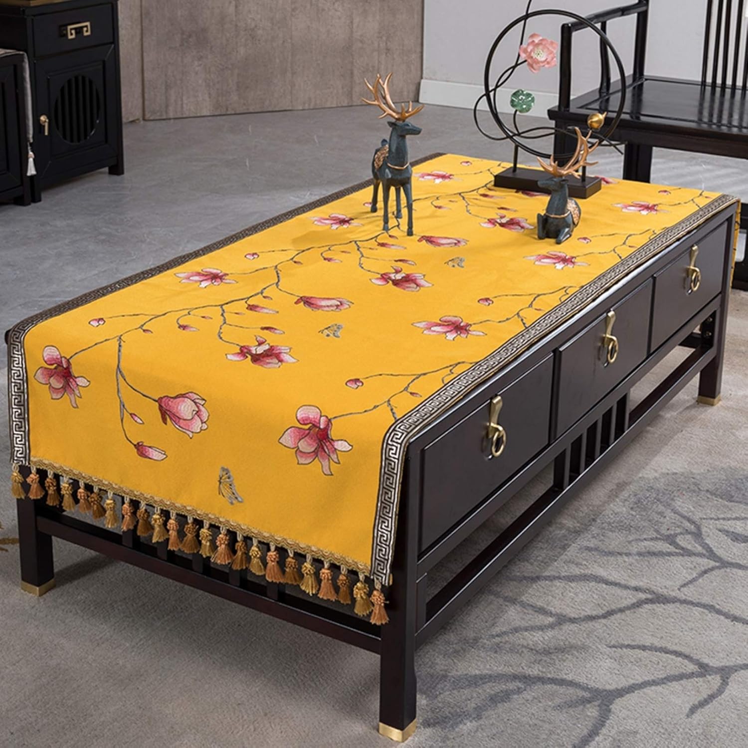 テーブルクロス 綿麻 耐用 スタイル 肌触り良い おしゃれ 汚れ防止 テーブルカバー テーブルマット インテリア キッチン ダイニング リビング 200X60CM パーティー用 刺繍 花柄 テーブルラ