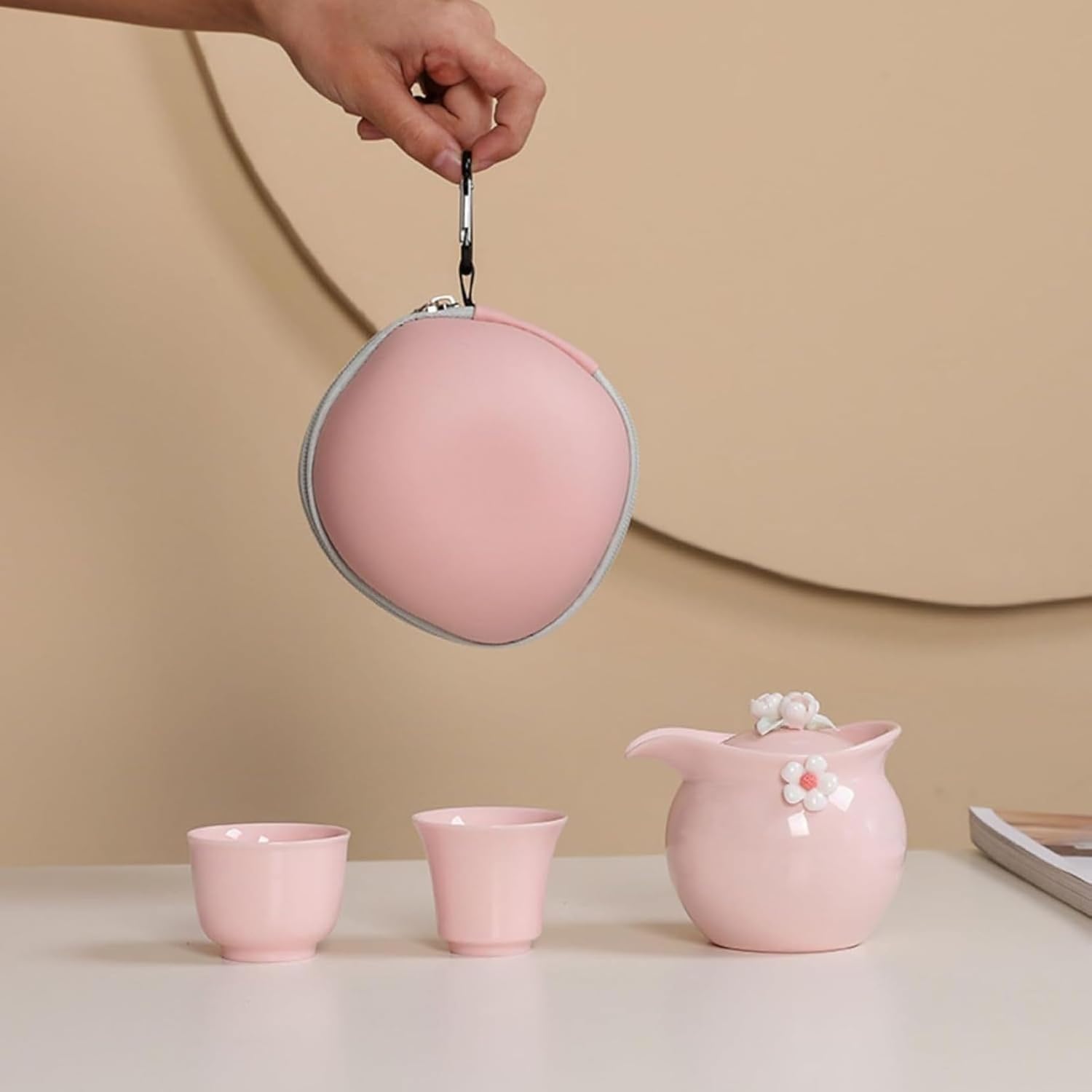 ティーセット 茶器セット 急須 湯呑みセット 花 手作り 携帯型 収納バッグ付 煎茶器セット 工夫茶器 番茶器セット 湯呑み ティーポット 湯飲み茶碗 日本茶 おしゃれ 旅行 茶器揃い 台湾茶 ポータ