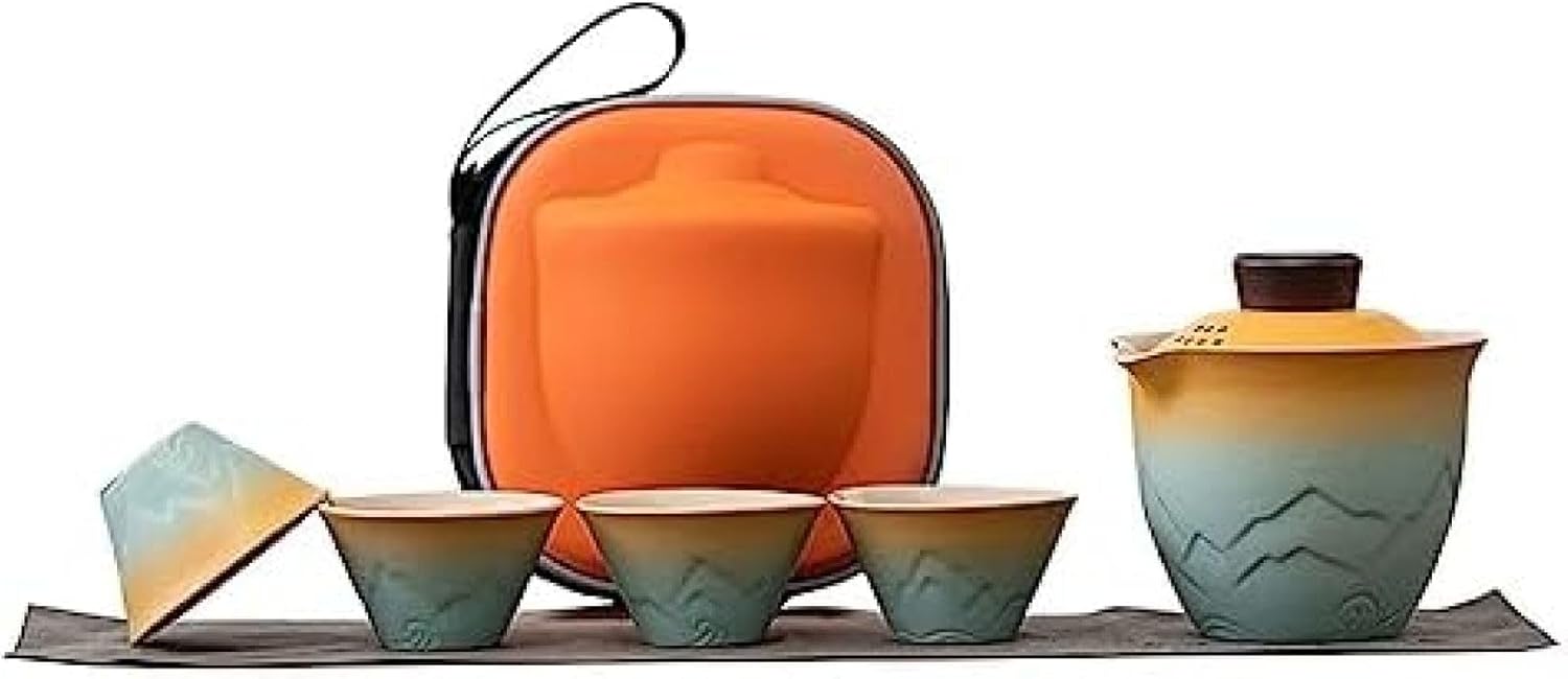 ティーセット 茶器セット 急須 湯呑セット 茶皿 和風 中国茶 収納バッグ付き 高級 おしゃれ 旅行ティーセットーカップシンプルな和風 陶器 窯変茶器茶碗 贈り物にも コンパクト お出かけ用 コンパク