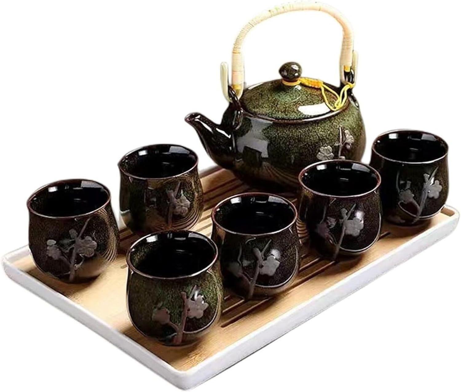 茶器セット 陶器 ティーセット 8点セット 和風 急須 クラシック磁器茶具 湯呑み 茶托 茶器セット ティーポット 土瓶 茶こし付 茶碗 茶器揃 プレゼント 自宅用 茶道 おしゃれ