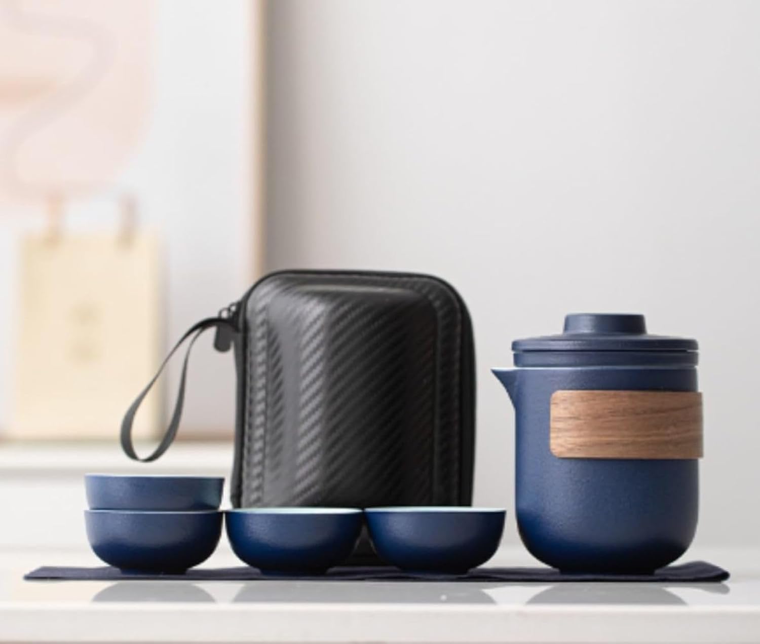 中国茶器セット 茶器セット 台湾茶器セット 旅行ティーセット 携帯用 旅行 収納バッグ付き 陶器 急須 湯呑セット ティーセット 茶器 茶皿 茶器乾燥ティートレー 中国茶 日本茶 茶器セット簡単 旅行
