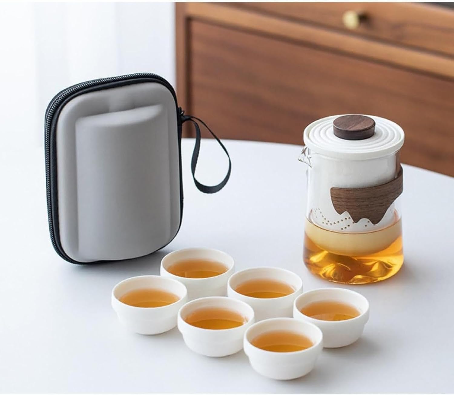 携帯茶器セット 茶盤 アウトドア 耐熱 カップ 旅行用 携帯式 茶道 ティーセット オフィス キャンプ お出かけ 贈物 陶磁器 日本茶 プレゼント 中国茶 お土産 携帯式茶器セット 収納バッグ付き 旅