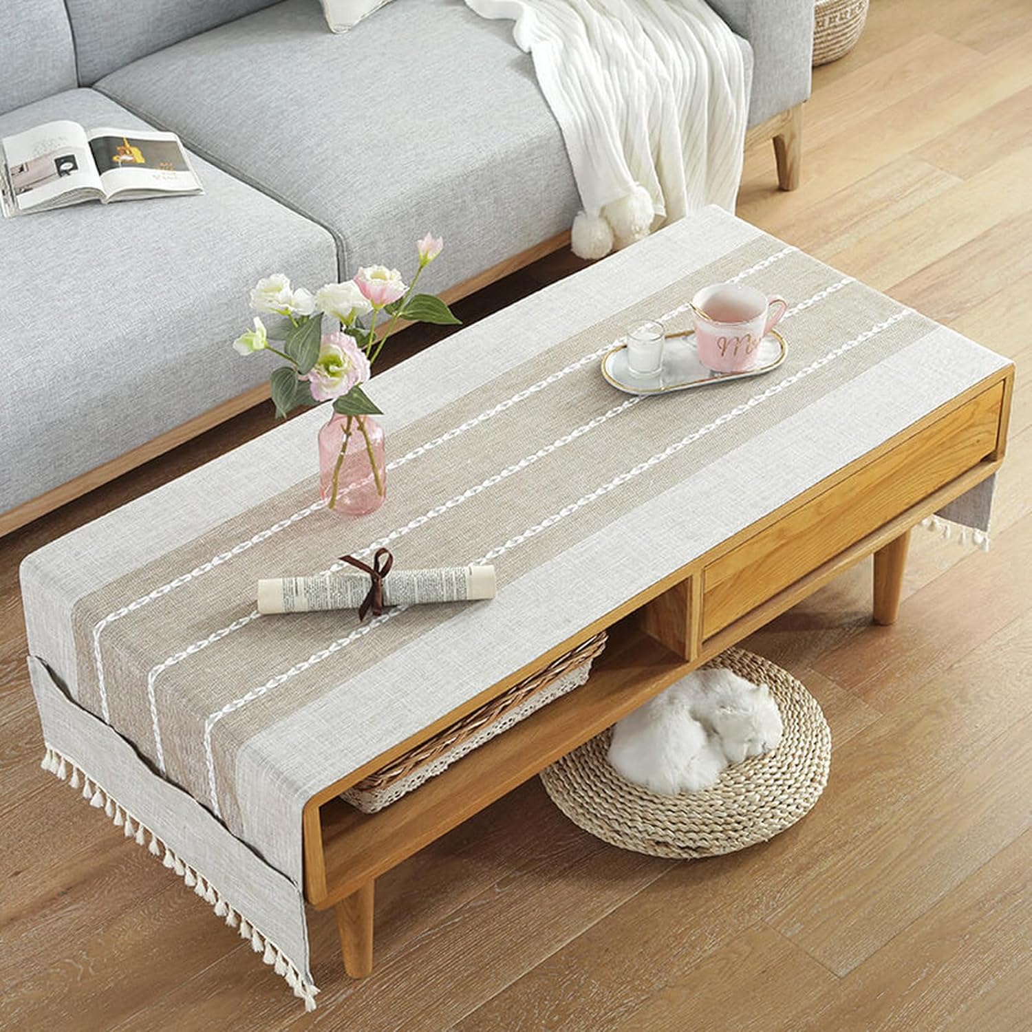 お茶テーブルクロス 矩形 置き目時刻表用 綿麻 撥水 両側納める袋 時刻表覆いかぶせる 時刻表つや消し 時刻表伝令 テーブルクロス 北欧風 汚れた状態押しとどめる 耐熱性 朦々たる 耐久性 65*180糎 おしゃ