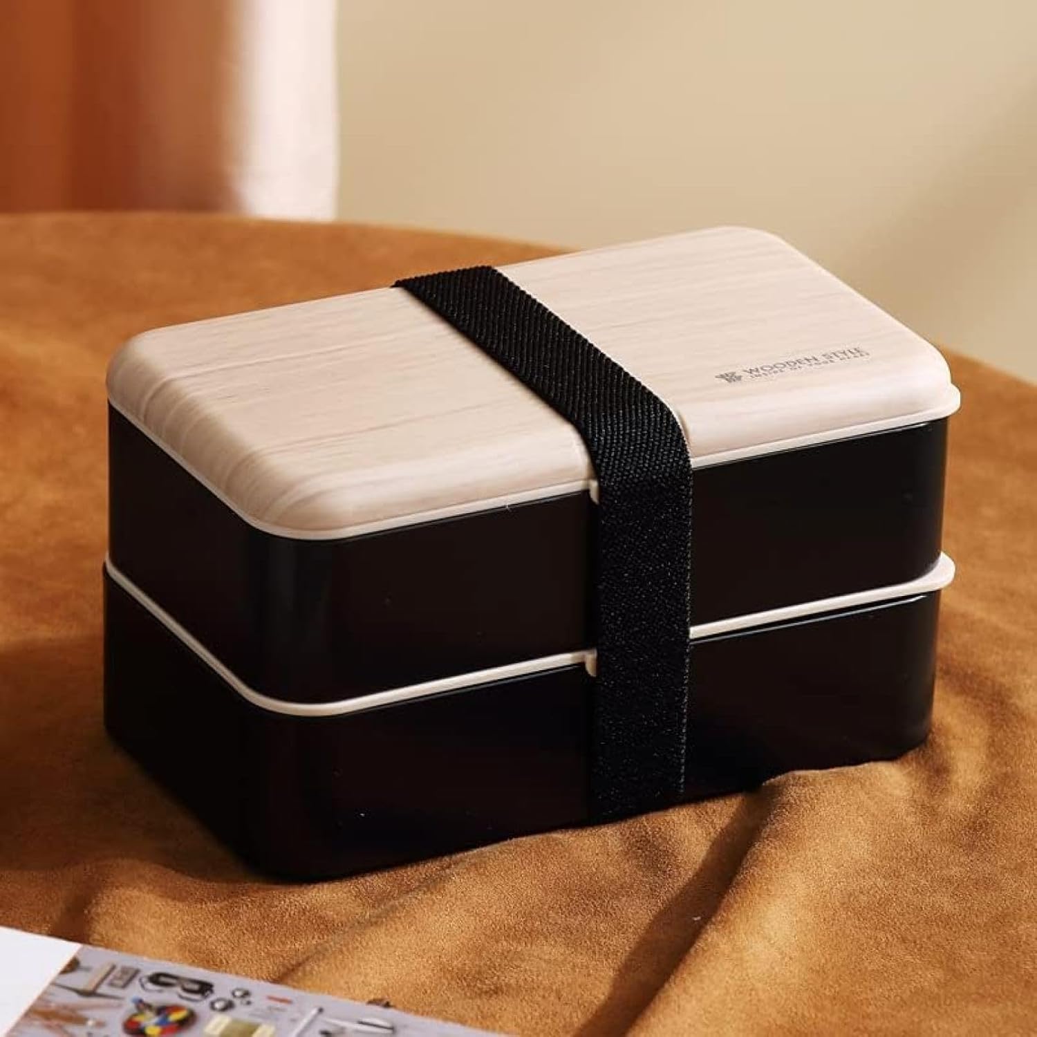 晩ご飯ボックス席 弁当箱 木製表現スタイル 目こぼし押しとどめる 二層弁当箱 今めかしい 二段 矩形 大静電容量 二層晩ご飯ボックス席 プラスチックコンパートメントランチボックス (白いこと)