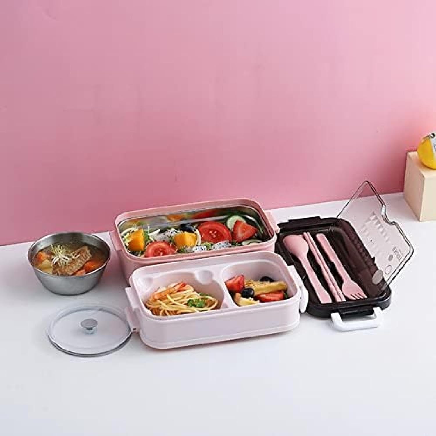 保温弁当箱 ランチボックス お弁当箱 おべんとう箱 電子レンジ加熱お 弁当箱 大容量 漏れ防止 食器付き 人気 二段 ファーストフード箱 学生サラリーマンお 通学 家庭 男女兼用