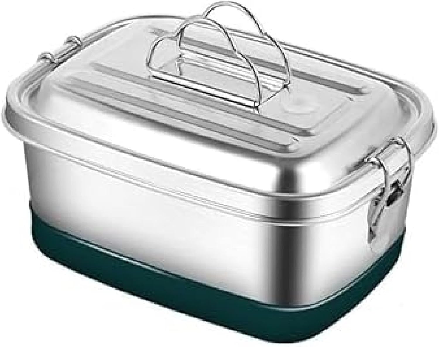 弁当箱 ステンレス 一段 ２層 ２分３分ステンレスプレート付き 1200ml 2000ml シルバー 大人 子供 おしゃれ 通勤 通学 アウトドア キャンプ 電子レンジ対応 (2000ml三分プレート