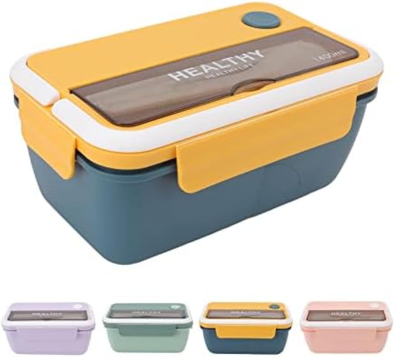 1400ml 弁当箱 プラスチック製弁当箱 大容量 漏れ防止ランチコンテナ 仕切り付き ポータブルで伝統的な弁当箱 再利用可能 電子レンジ用弁当箱 大人 学生用(緑)