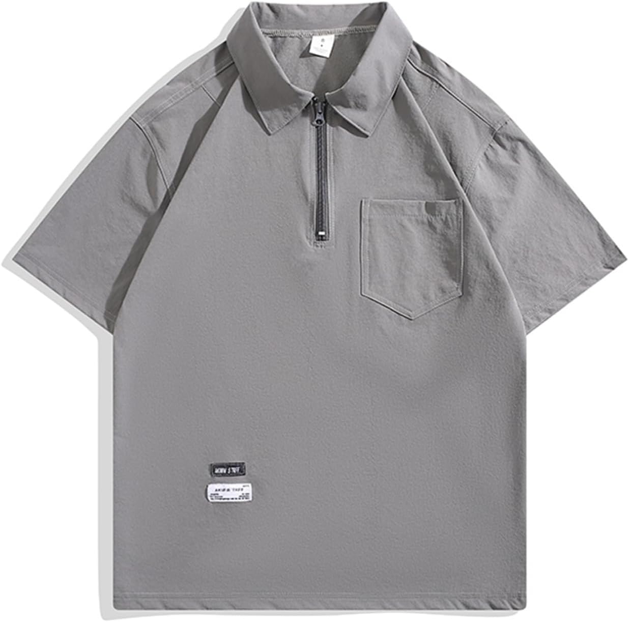 ポロシャツ メンズ カジュアルシャツ Tシャツ 夏服 開襟シャツ 五分袖 ジッパー 薄手 軽量 吸水性 速乾 サマーシャツ 無地 シンプル 欧米 ゆったり 胸ポケット 外出 日常 コーディネート