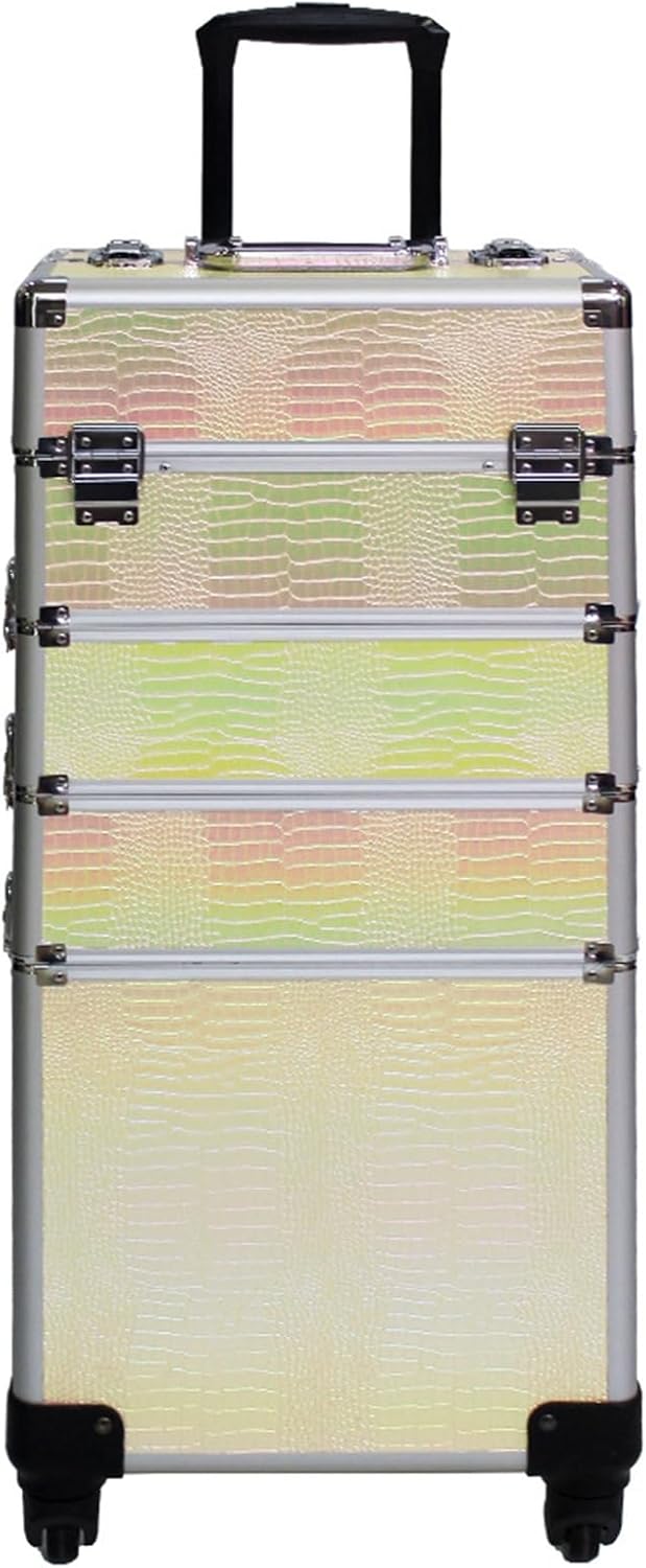 メイクキャリーケース 大電気容量 御役目用かざり付ける入れもの キャスター付き添い人 4層 軽銀 持ちはこびボックス席 労働者階級遣りかた 手持ち部分付き添い人 薬箱 ネイル納める 当て嵌める助けになる 大型メイクアップキャリングケース 周遊 旅する プ