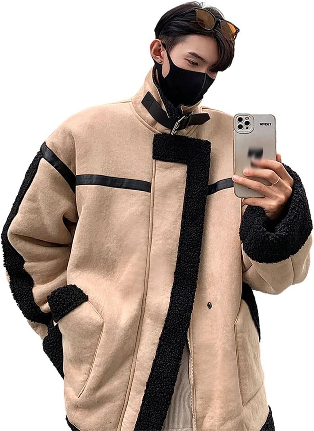 バイク ジャケット 5xl ピンク スエード 革ジャン ライダースジャケット 裹起毛 メンズ レディース 大きい ファーコート ジャンパー フェイクムートン アウター ボアジャケット 厚手 合わせやす|Funny Life 店