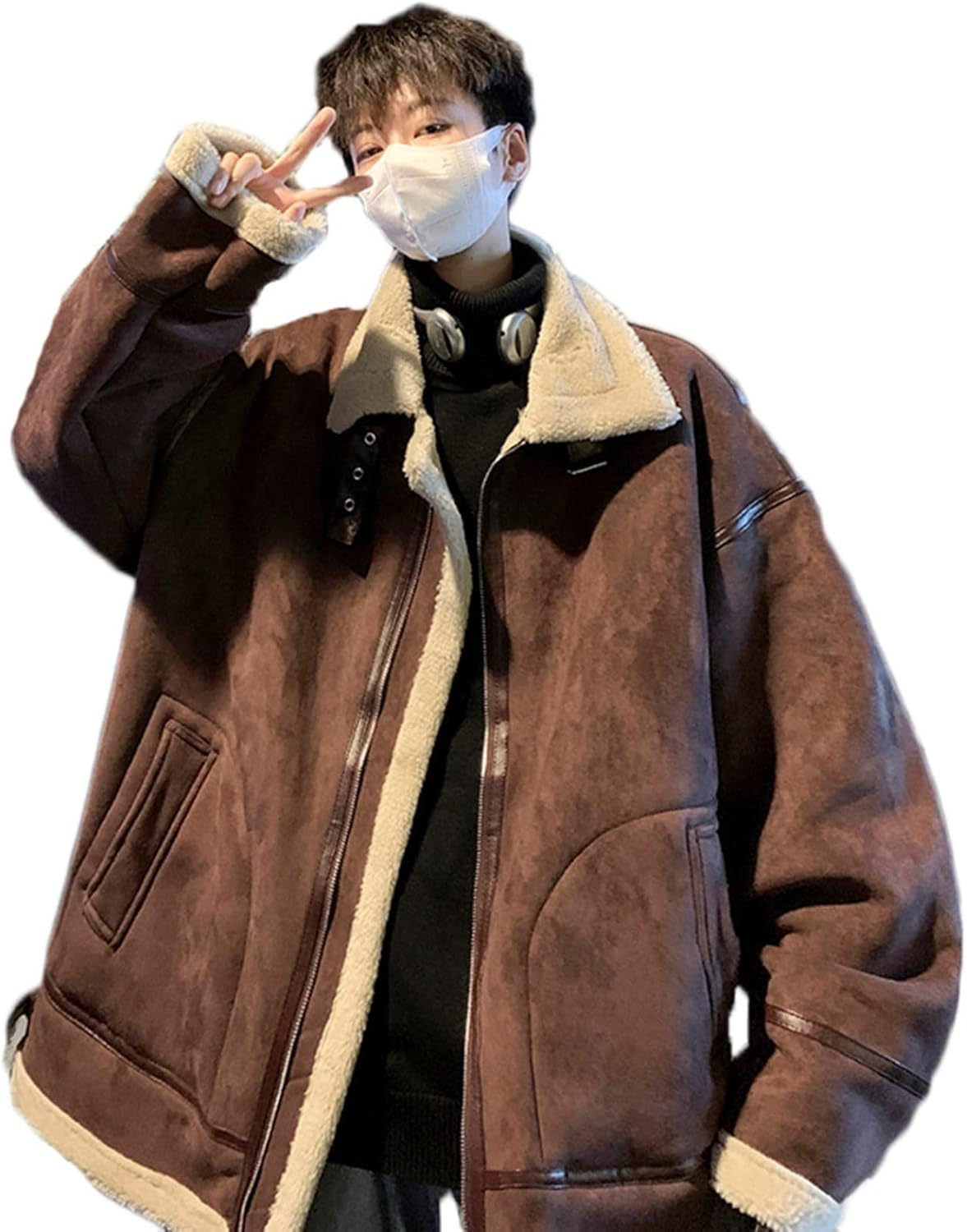 ムートンコート ジャケット メンズ 裹起毛 フェイクスエード バイク ジャケット ブルゾン 秋冬服 ボアフリース アウター ジャンパー ゆったり 防寒 保温性 快適 長袖ジャケット 合皮 スポーツ 普