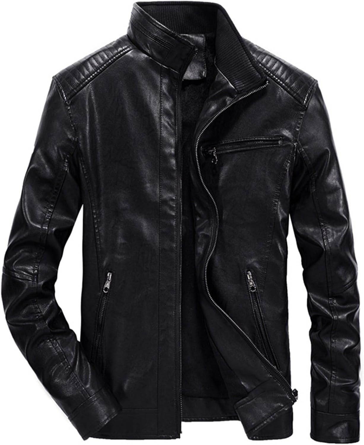 バイク ジャケット 5xl 革ジャン ライダースジャケット 裹起毛 メンズ 大きいサイズ アウター PU革 レザージャケット 立て襟 ジップアップ ショート丈コート 防風 コーディネート 皮ジャン 革