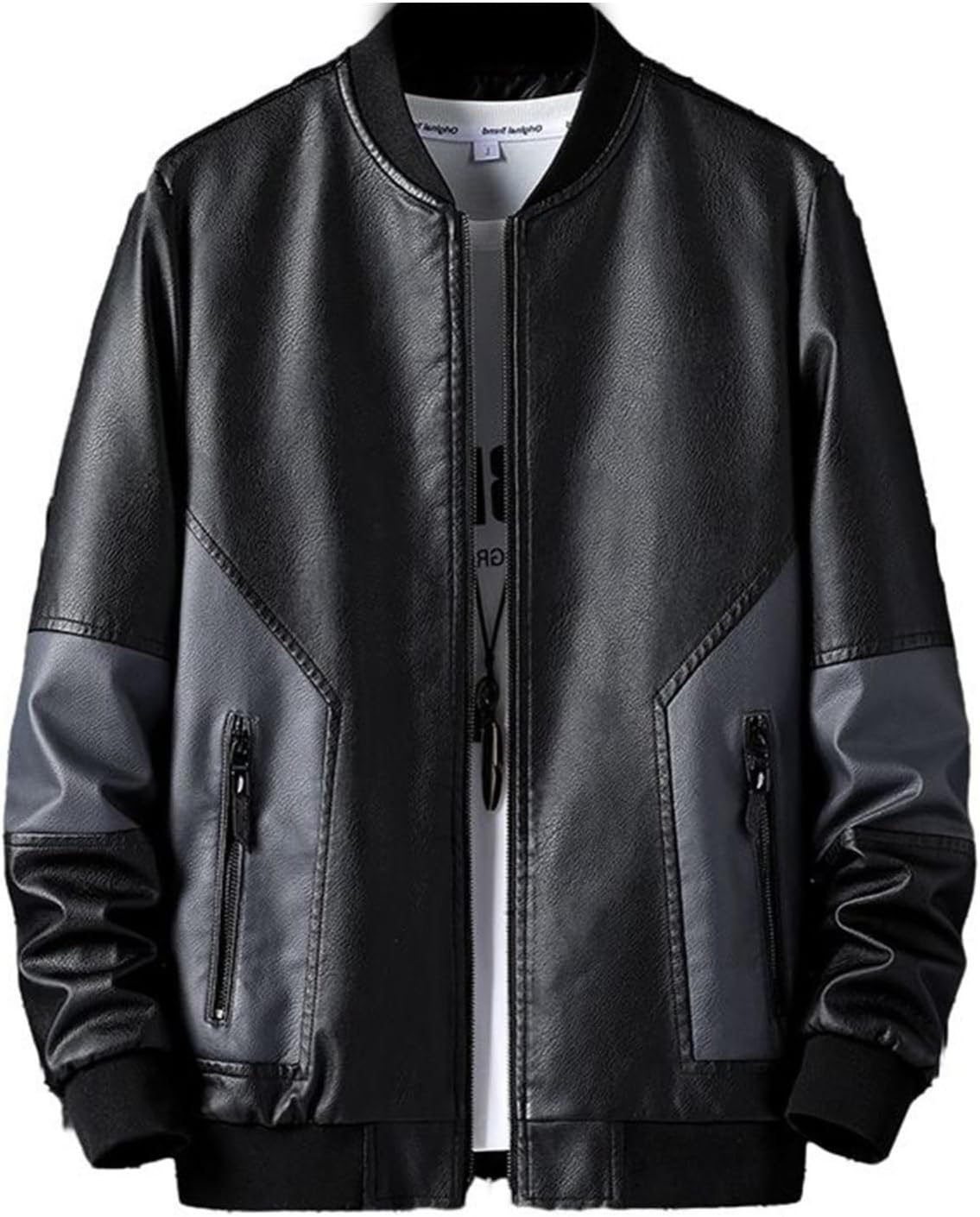 レザージャケット 8xl メンズ フェイクレザー ジャケット ビッグサイズ ブルゾン 革ジャン ジップアップ パッチワーク 長袖 裹起毛 春秋冬 防風 撥水 ボアジャケット 着やせ スリム ショート丈