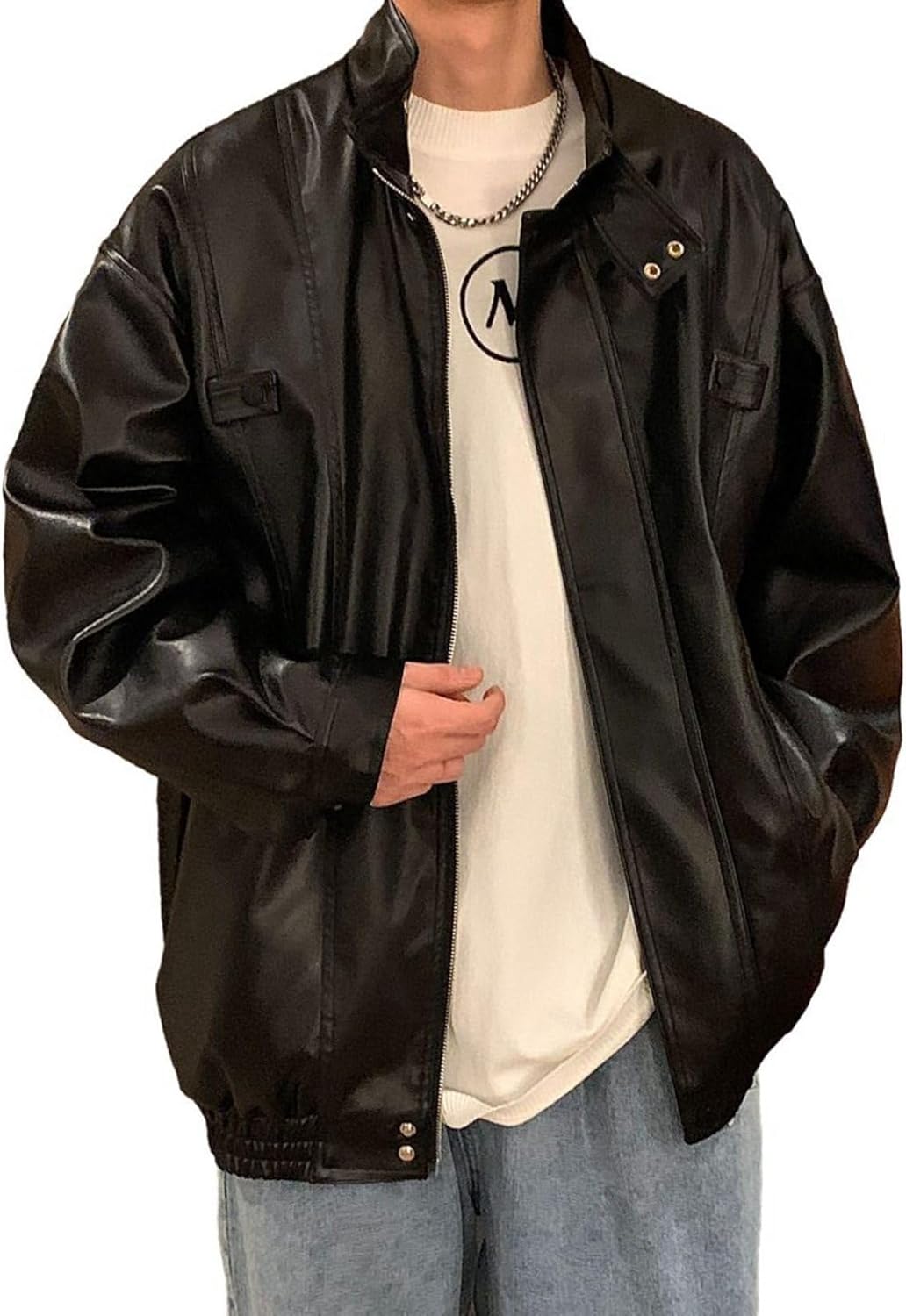 楽天市場】ライダースジャケット メンズ 立ち襟 ファスナー ボア付き