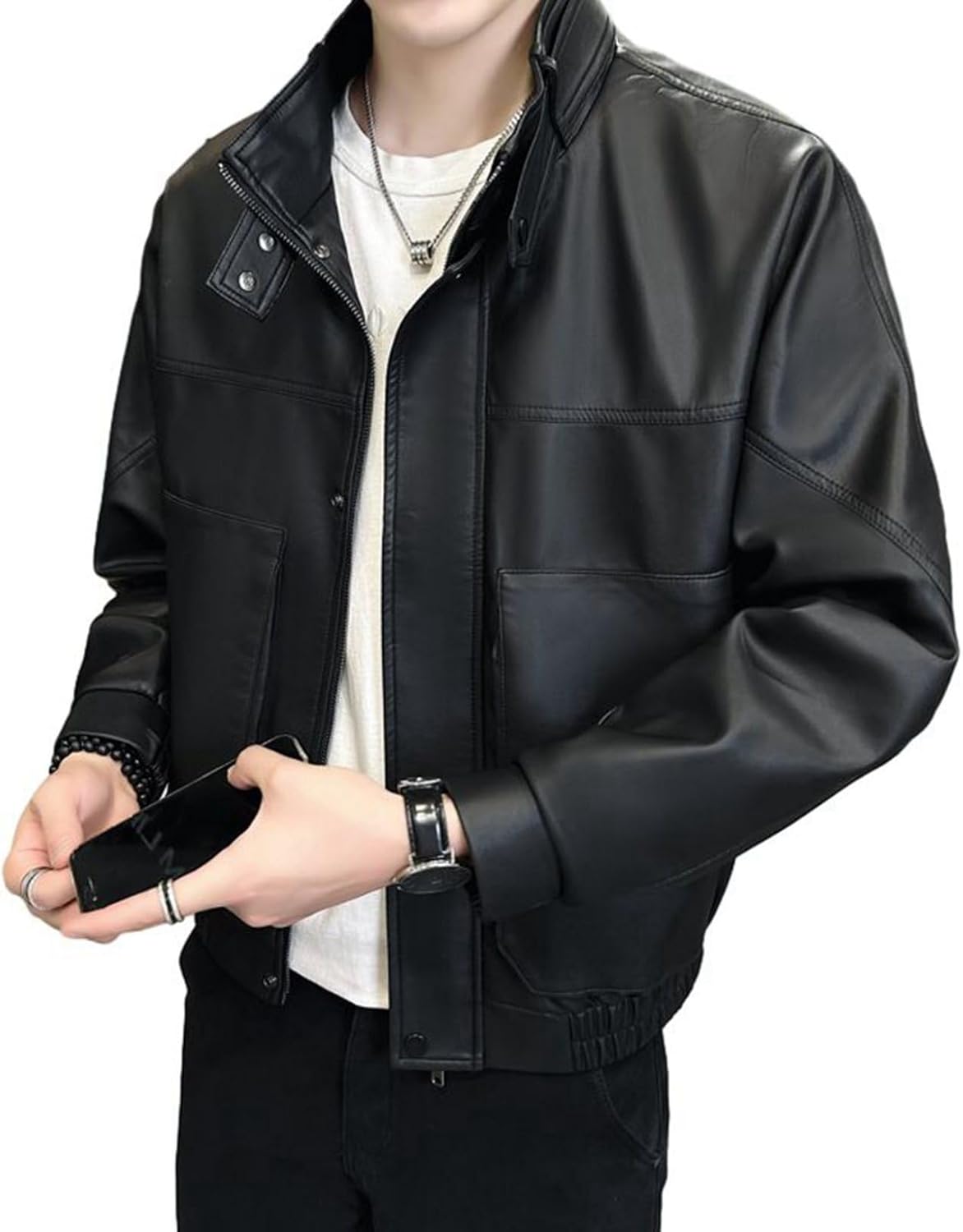 ジャケット メンズ 裹起毛 フェイクレザー ジャケット 立ちネック ライダースジャケット ブルゾン 春秋 冬服 ジャンパー 防水 無地 ライト ゆったり 軽量 保温性 防風 柔らかい PUアウター 作
