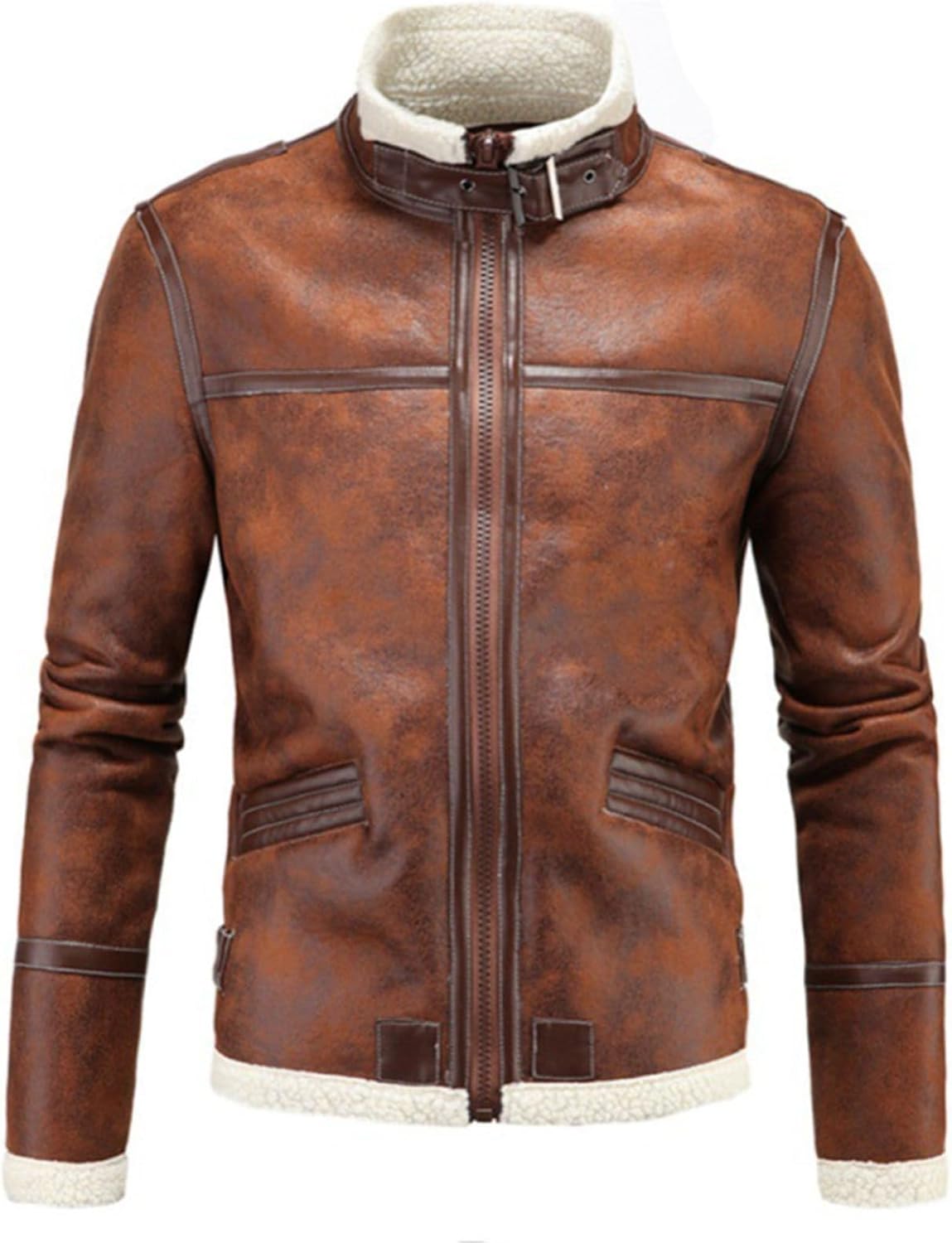 立ちネックレザージャケット 5xl メンズ 牛革 ライダースジャケット 革ジャン レザー 本革 ジップアップ 長袖 無地 裏ボア 秋用 冬物 防寒 ヴィンテージ 韓国風 ショート丈 細身 男性 散歩｜Funny Life 店