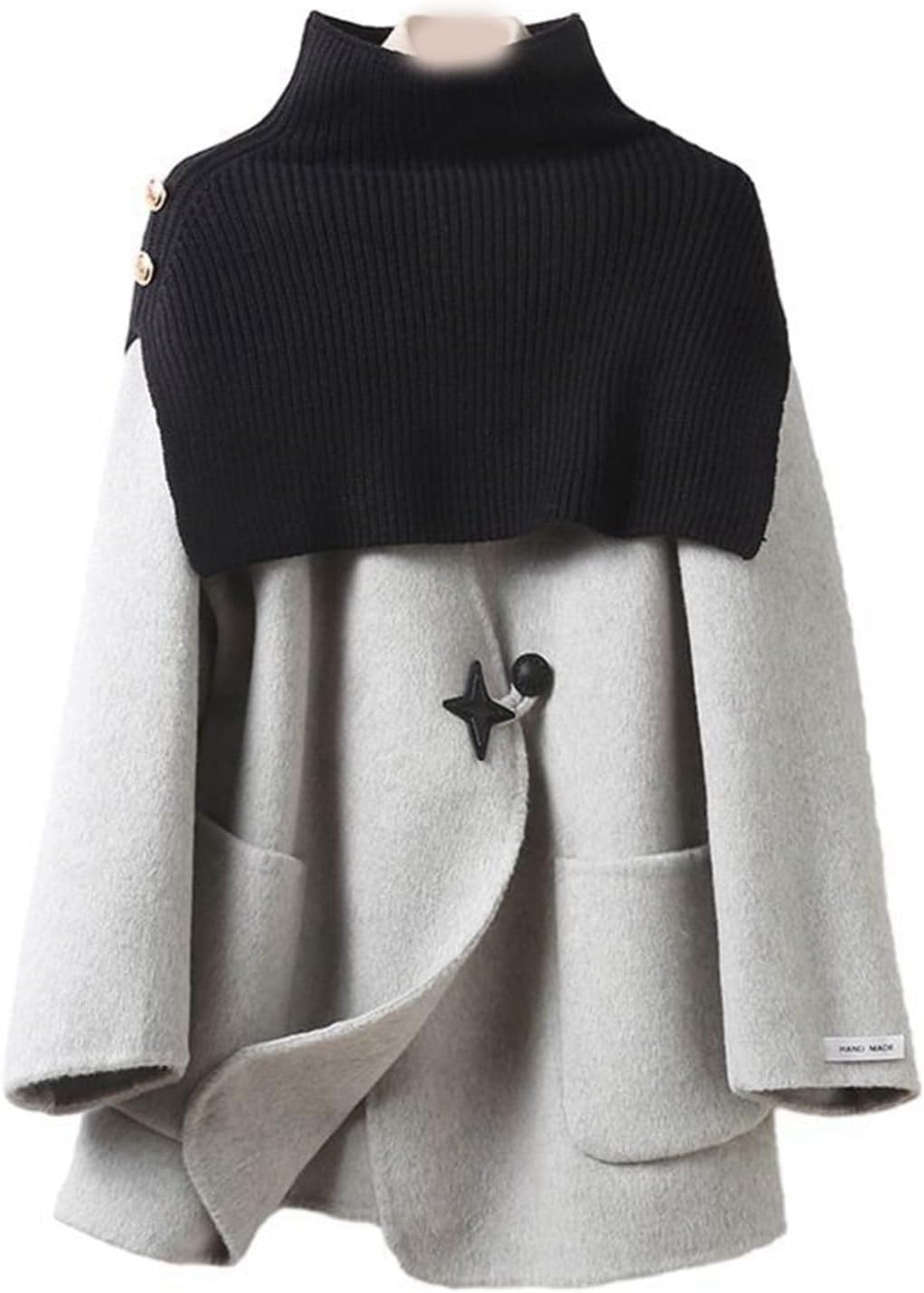 ラシャコート レディース ロング丈アウター ショール付き 厚手 秋冬服 防寒防風 デザイン性 ウール ゆったり フェミニン エレガント 日系 ヴィンテージ ストリート お出掛け 大人っぽい
