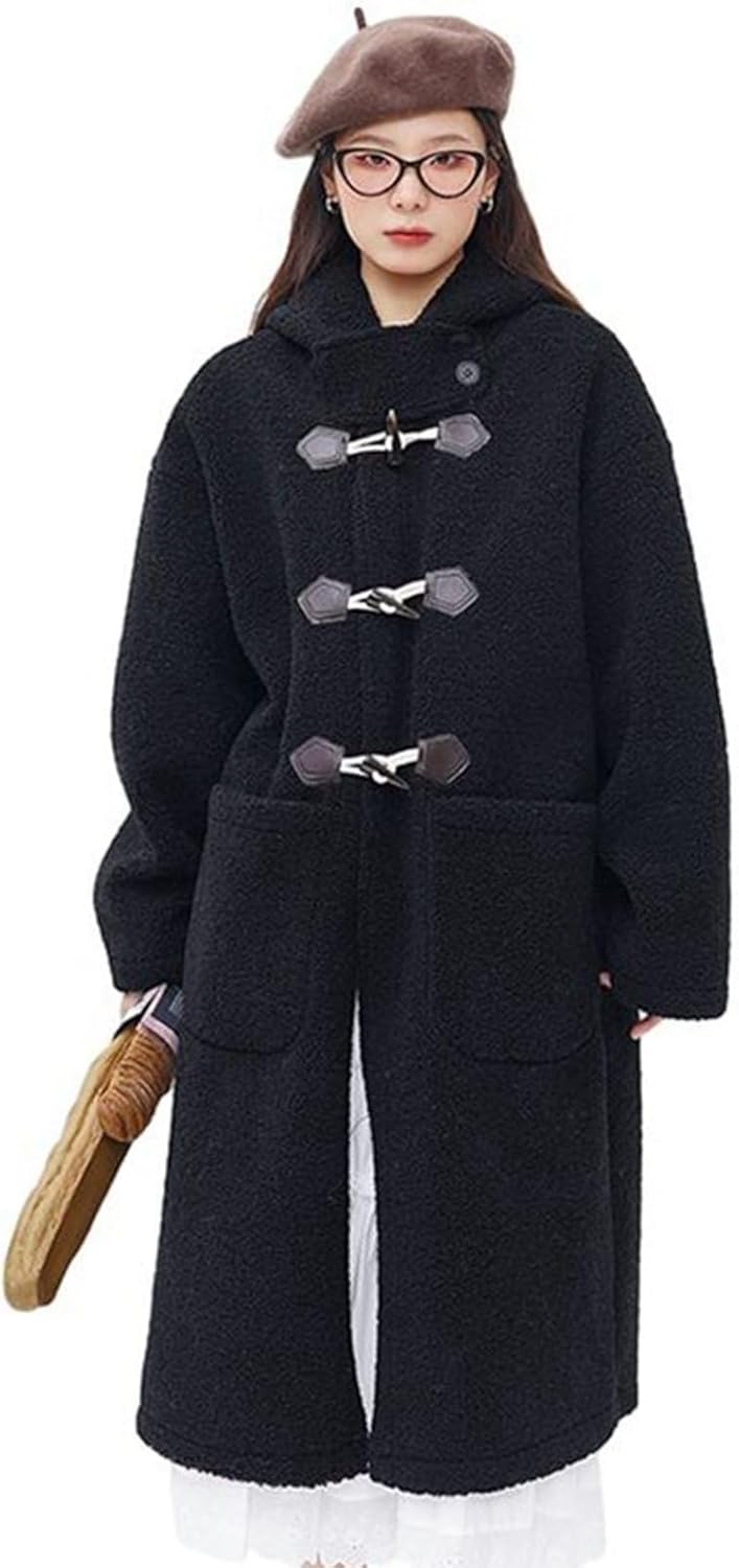 ラシャコート ダッフルコート レディース もこもこボア ロング丈 春服 秋冬服 防寒対策 厚手 暖かい ゆったり オーバーコート シンプル 厚手 通勤通学 アウトドア コンフォート 韓国風 オシャレ|Funny Life 店