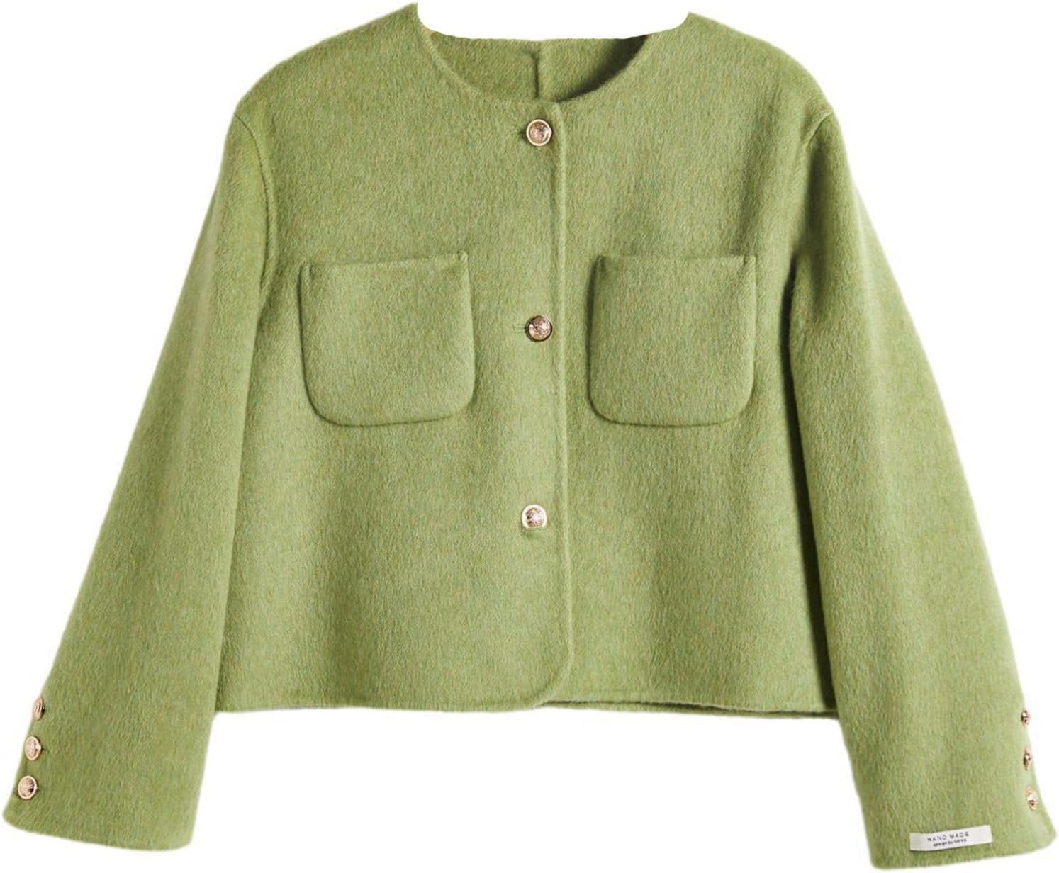 ウールコート レディース ラシャコート ショート丈 クールネック 厚手 秋冬服 防寒 防風性 ウール95% 純色 ゆったり 若者 日系 ベーシック 女の子 通勤通学 フェミニン オシャレ 上品|Funny Life 店