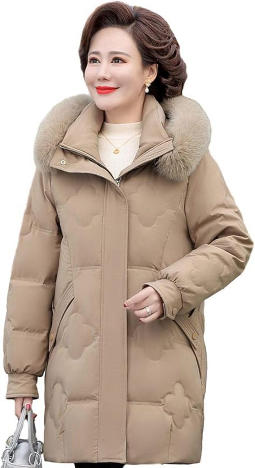 中綿上衣 レディース 真っただ中厚地の外套 毛革付き添い人ボンネット 中綿入 成人女性服 シニアアウター 綿織物厚地の外套 長袖 朦朦たる 保温 綿服 雨合羽性 厚地の外套 成人女性 秋冬 老いらく者 年より 母の日 差し上げ物 50-70代
