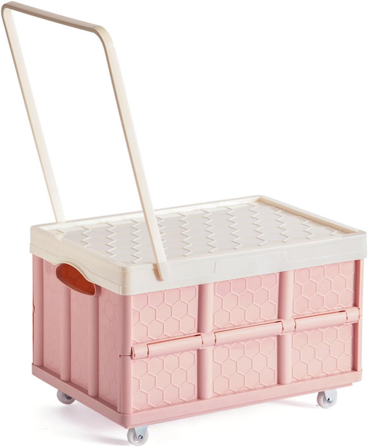 キャリーカート 折り畳み 4輪 キャンプ カート キャリーワゴン 軽量 収納ボックス テーブル 収納ケース 多機能 アウトドア ピンク 移動携帯便利 蓋付き 座れる 台車 組立簡単 大容量 折りたたみ