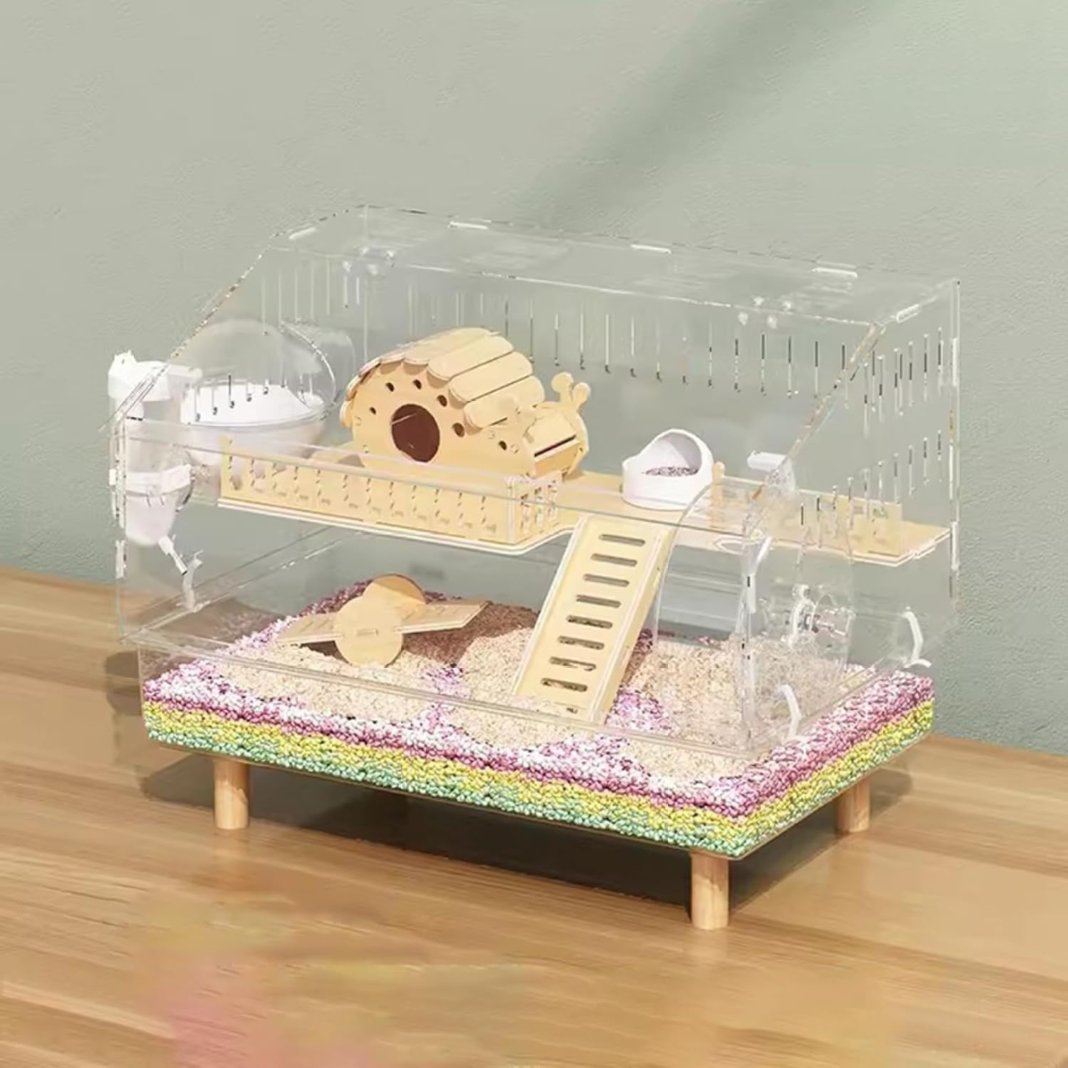 ハムスターケージ 小動物ケージ 透明 アクリル製 飼育ケース ハムスターハウス 大型 可愛い DIY 生息地 モルモット ハリネズミ 爬虫類 遊び道具付き ペットグッズ 贅沢セット 通気性 見える モ｜Funny Life 店