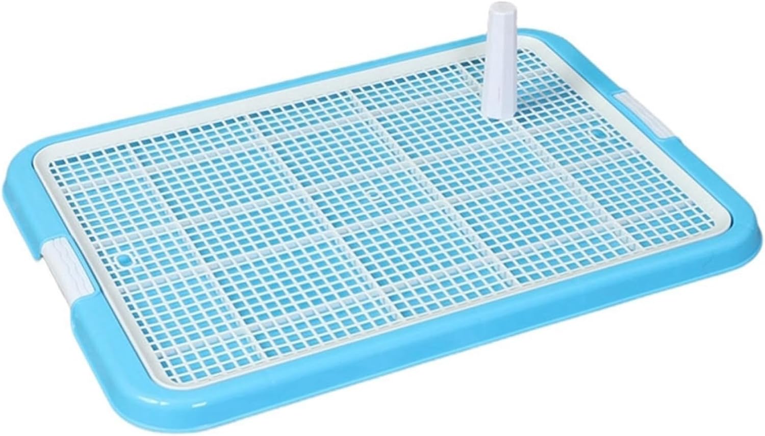 犬トイレ ペットトイレトレー ワイド ドッグトレー しつけトイレ マーキングポール付きレギュラー フチ付き 抗菌 掃除簡単 小型犬 中型犬 大型犬 トレーニング 滑り止め メッシュ ブルー 65x48