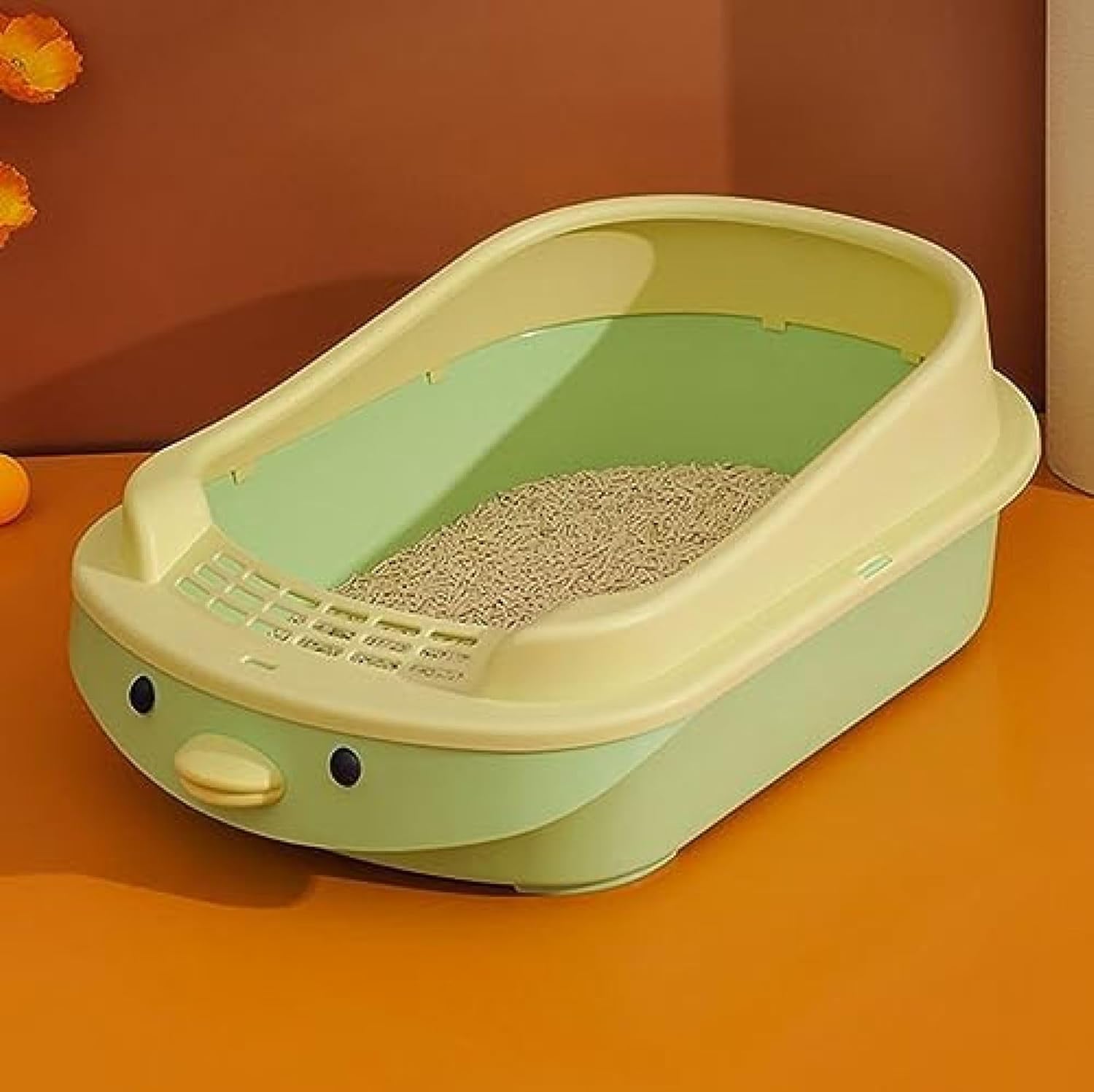 半密閉式 猫用トイレ本体 29*43*14cm 自動 子猫 猫トイレ スコップ付き 大きめ 漏れ防止 臭わない 可愛い 防止 耐久性 砂の飛び散り防止 組み立て不要 猫のトイレ ネコトイレ 折りたたみ