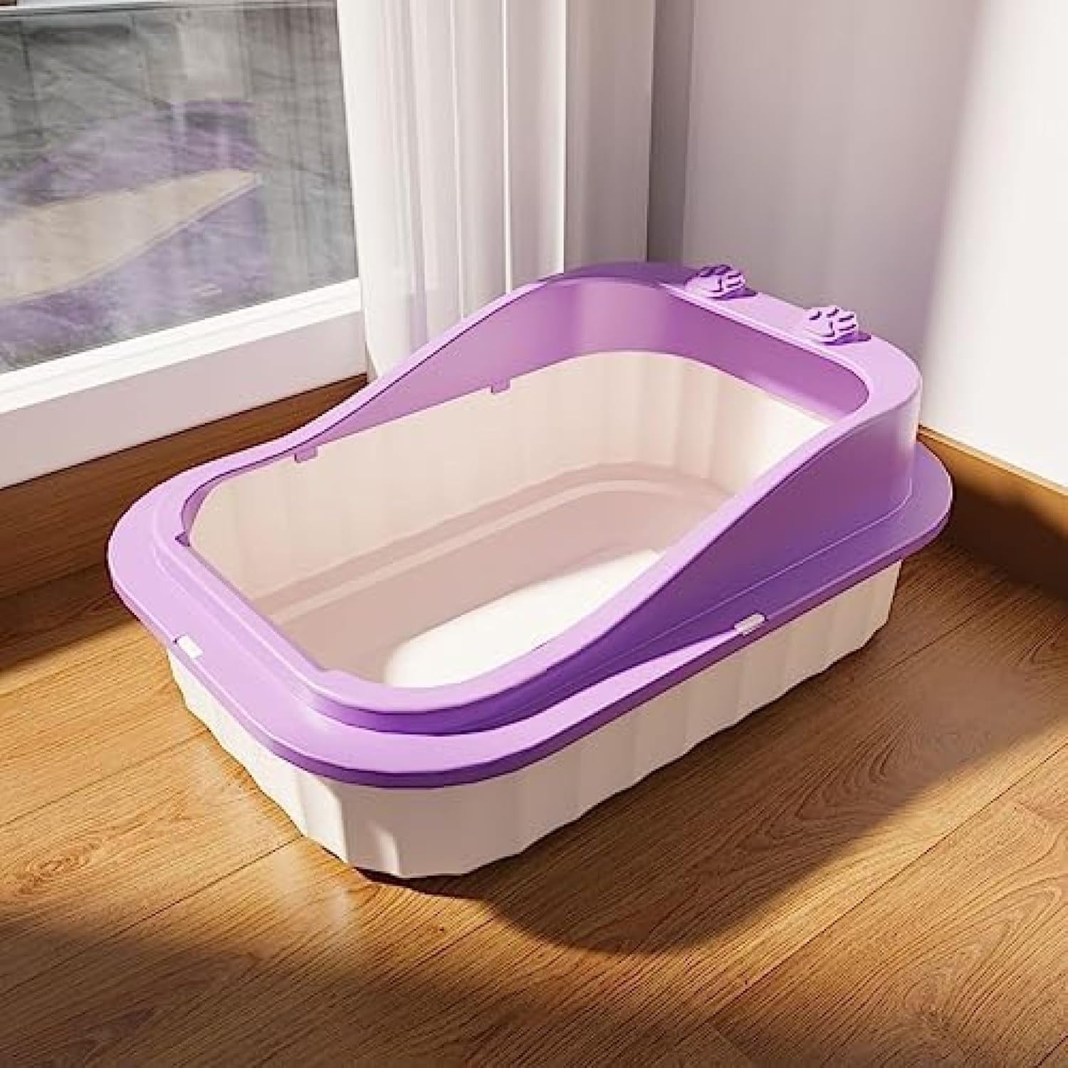 猫用トイレ本体 オープンタイプ L 黄色 子猫 成猫 ネコトイレ ハーフカバー 飛び散らない 足に砂残らない 可愛い おしゃれ 清潔 抗菌 快適 掃除しやすい スコップ付き 猫用トイレ 猫トイレ シス