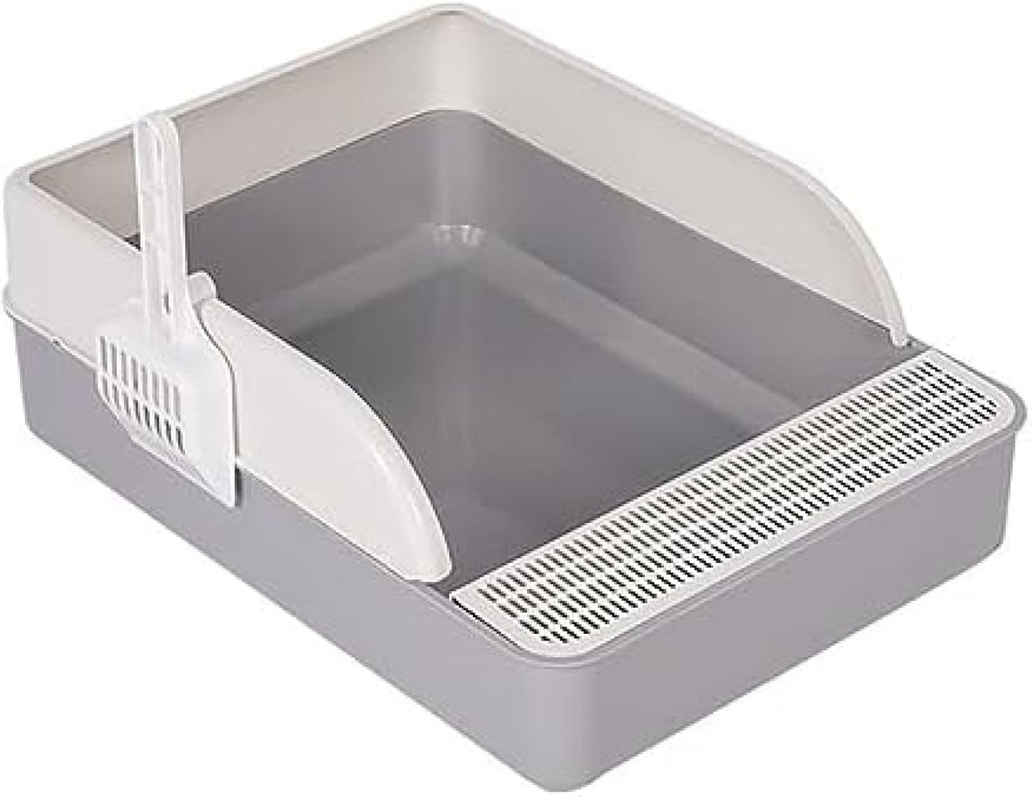 猫用トイレ本体 オープンタイプ 白色 XL 子猫 成猫 ネコトイレ ハーフカバー 飛び散らない 足に砂残らない 可愛い おしゃれ 清潔 抗菌 快適 掃除しやすい スコップ付き システムトイレ用 猫トイ｜Funny Life 店