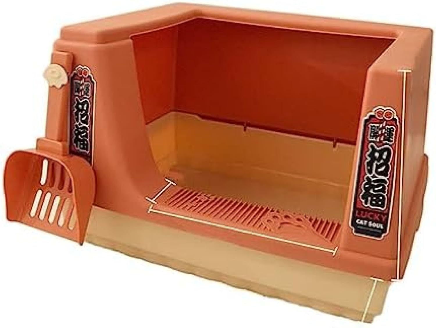 猫トイレ ワイド ハーフカバー スコップ付き キャットトイレ 猫用トイレ本体 猫砂盆 オープンタイプ 砂の飛び散り防止 ニオイの広がり防止 小さめ 大型猫 砂の飛び散り防止 可愛い