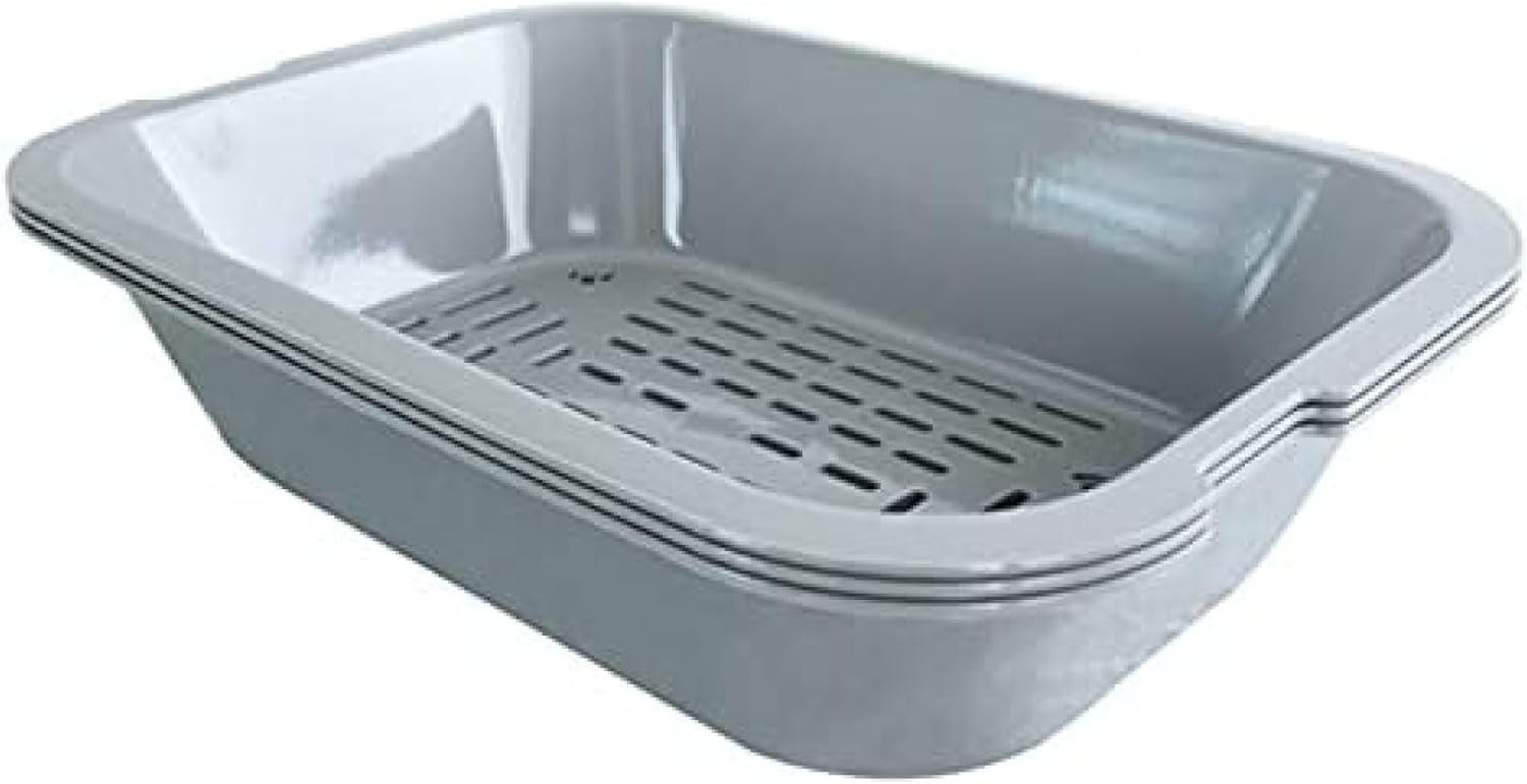 猫用室内用便器本体 洗い濯ぎ＆スーペリアハイエンの悧巧のねばり着く性のない大きな紙くずかごの愛玩動物セーフな棒の上塗り 頼もしい室内用便器 (Color : Gray Size : 44.5x32.5x10珊) ペット・ペットグッズ-トレー・トイレ容器-猫用品
