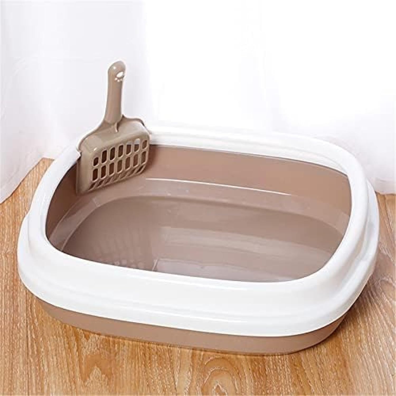 猫用トイレ本体 シールドとスクープ付きのハイサイドキャットのゴミ箱 オープントップリムのゴミパン 防水 散布制御 掃除しやす 40x33x11cm｜Funny Life 店