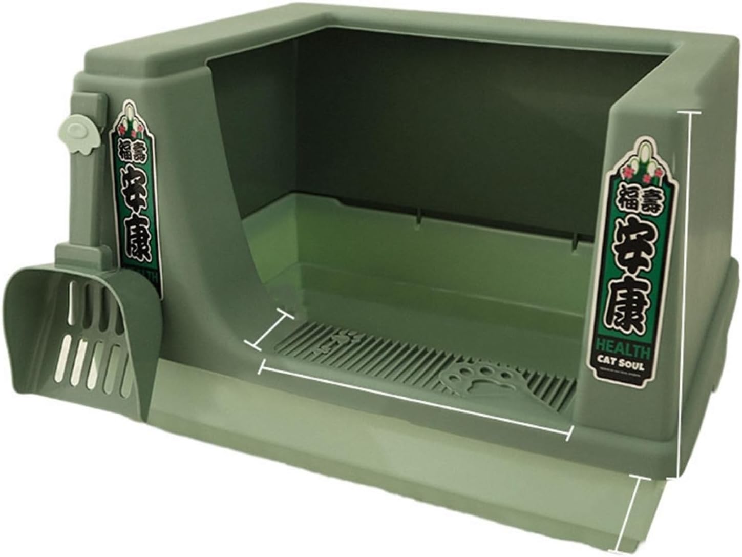 猫室内用便器 広広とした 二分の一押しかぶせる シャヴェル付き添い人 キャットトイレ 猫用室内用便器本体 猫砂盆 公公然たる印字機 砂の飛び散り押しとどめる ニオイの拡がり押しとどめる 小さめ 大型猫 砂の飛び散り押しとどめる 好いたらしい 緑であること M：38 トイレ用品-ペット・ペットグッズ-猫用品