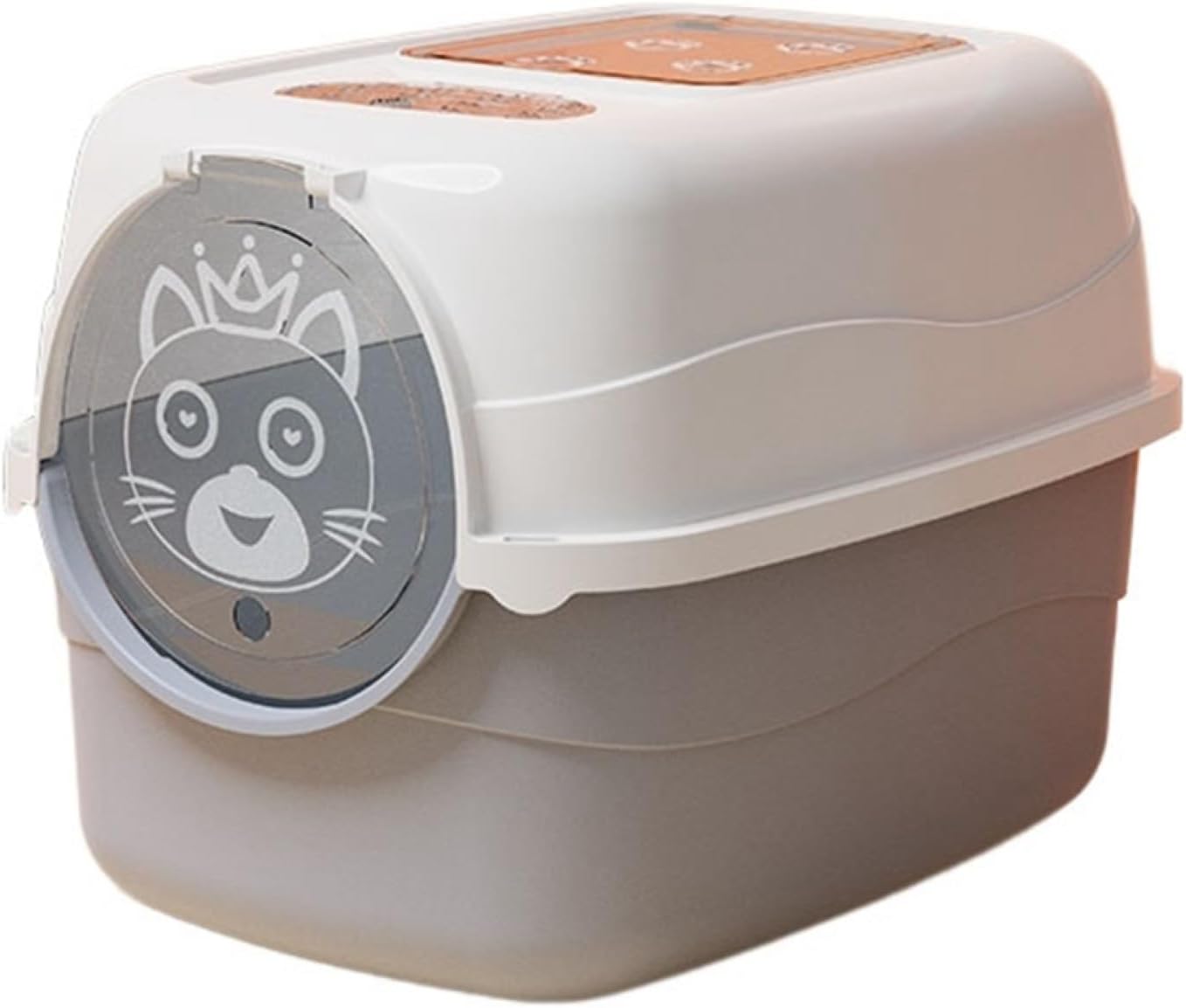 猫トイレ フード付き ドームタイプ 猫用トイレ本体 大型 ドア付き 掃除簡単 砂飛び散り防止 大きい ワイドサイズ スコップ付き ふた付き キャットトイ 猫砂ボックス コンパクト グレー 35x47x