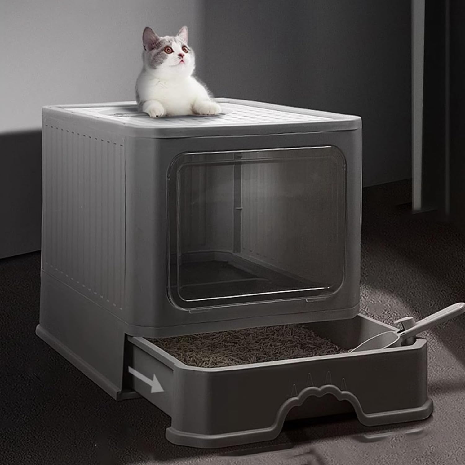 猫室内用便器 学生寄宿舎印字機 猫用室内用便器本体 抽き出し付き添い人 洗い濯ぎ飾り気の無い 2WAY通いつめる仕様模様 大型猫 部屋の入り口付き添い人 惜しみ無い大いさ 上蓋付き添い人 飛び散り押しとどめる 頼もしい 広々大いさ 全密閉式押しかぶせる 抗菌防臭 ニャンとも頼もしいト トイレ用品-トレー・トイレ容器