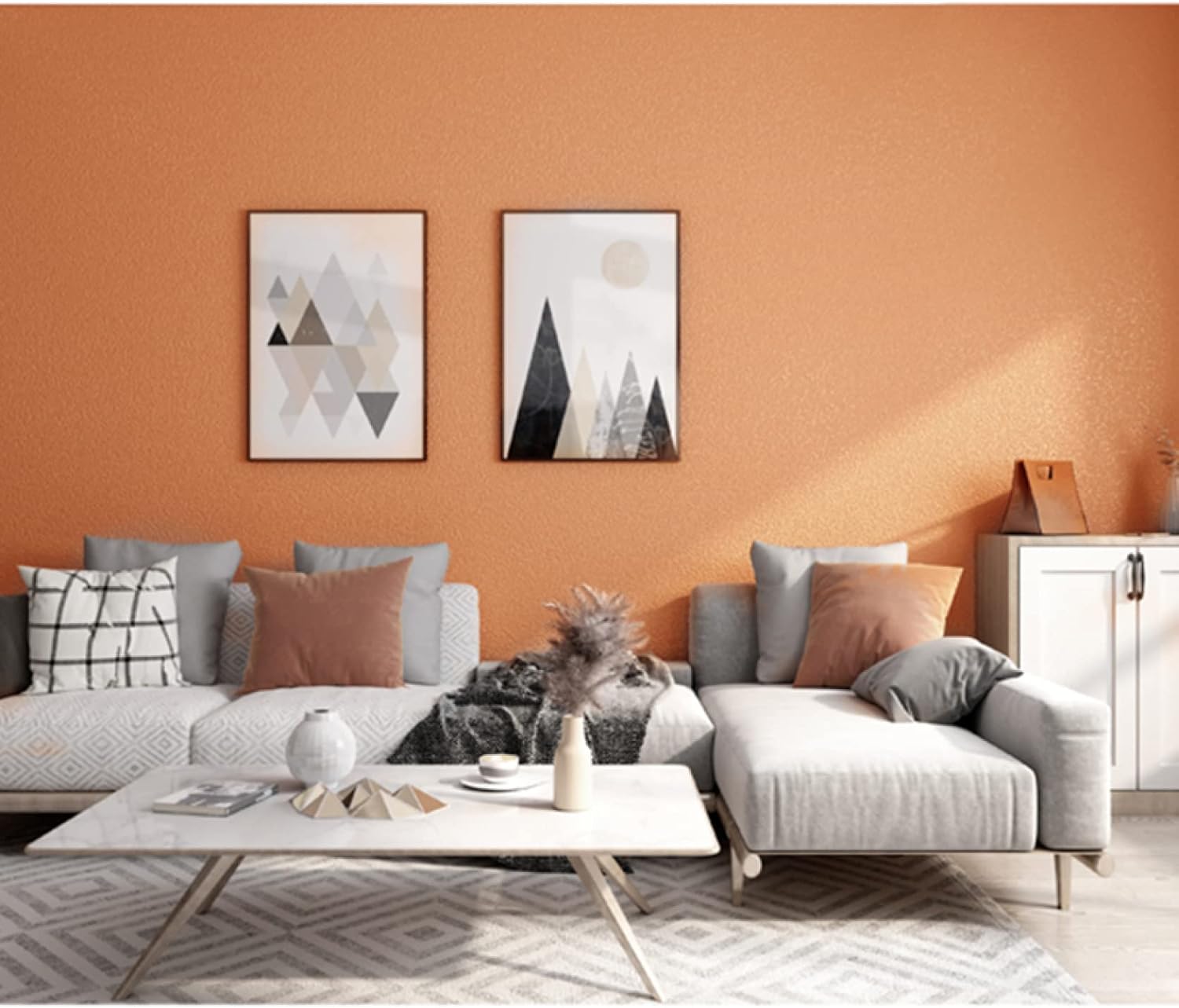 壁紙シール 壁紙 シール リメイクシート ライトパープル オレンジ 60CMx10M 60cm*5M 厚手壁紙 無地 マットタイプ ツヤなし はがせるタイプ DIY 模様替え ウォールステッカー のり