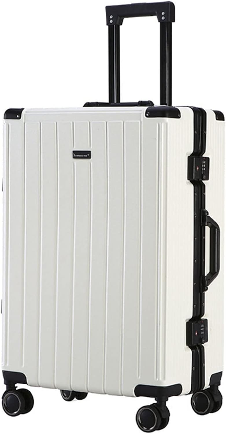 スーツケース キャリーケース 50L キャリーバッグ TSAロック搭載 アルミフレーム 超軽量 大型 耐衝撃 静音 ダブルキャスター 360度回転 旅行 ビジネス 出張 ホワイト Mサイズ（3-5泊）