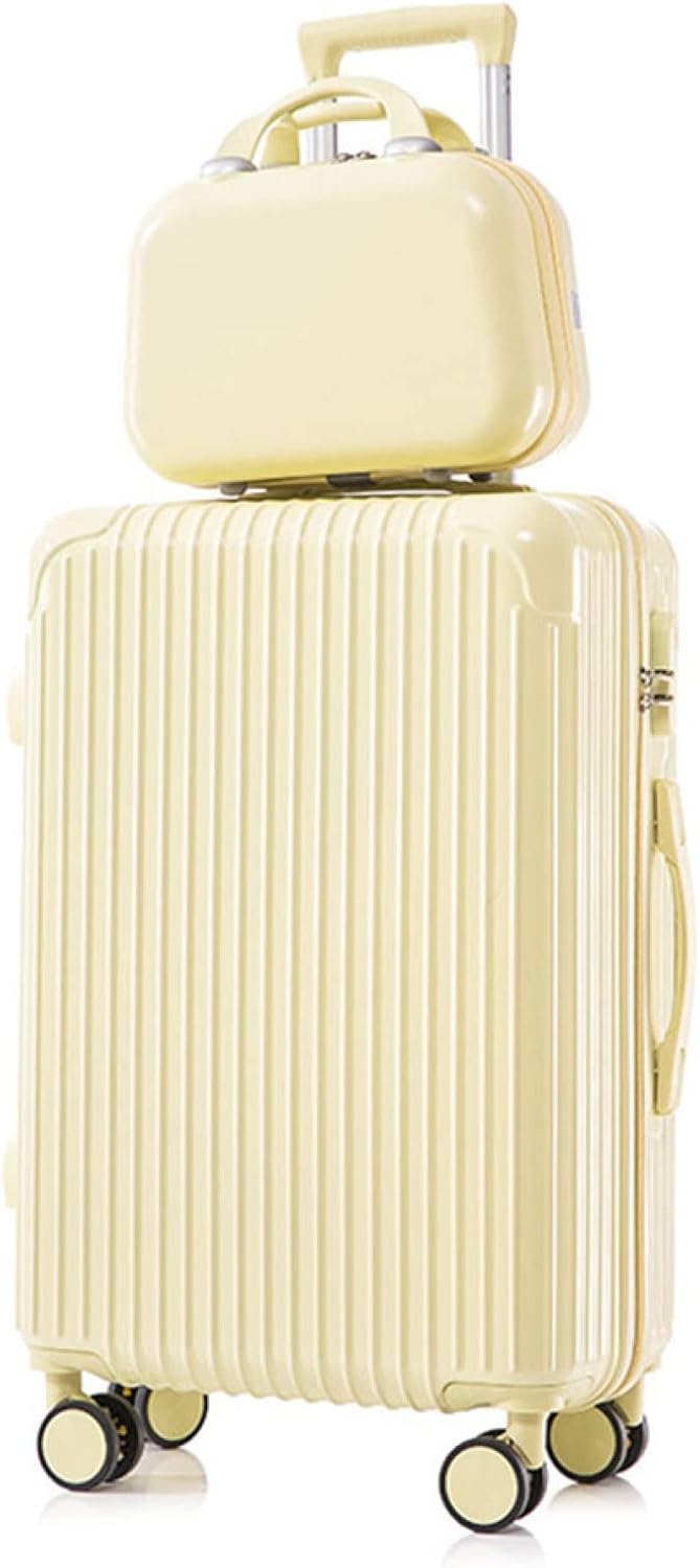 スーツケース キャリーケース 45L キャリーバッグ ファスナー式 超軽量 大型 耐衝撃 静音 ダブルキャスター 360度回転 旅行 ビジネス 出張 ハンドバッグ付き イエロー Mサイズ（3-5泊）