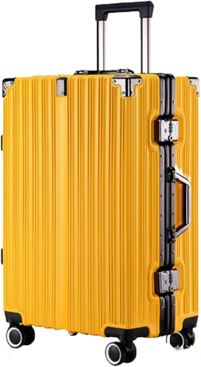 スーツケース キャリーケース 機内持ち込み 35L キャリーバッグ TSAロック搭載 アルミフレーム 超軽量 小型 耐衝撃 静音 ダブルキャスター 360度回転 旅行 ビジネス 出張 イエロー Sサイ