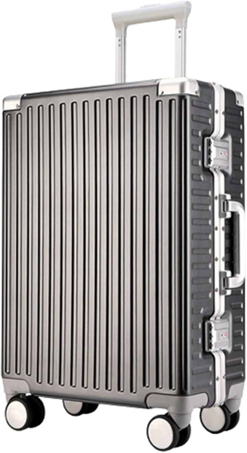 スーツケース キャリーケース 60L キャリーバッグ TSAロック搭載 アルミフレーム 超軽量 大型 耐衝撃 静音 ダブルキャスター 360度回転 旅行 ビジネス 出張 グレー Lサイズ（6-8泊）
