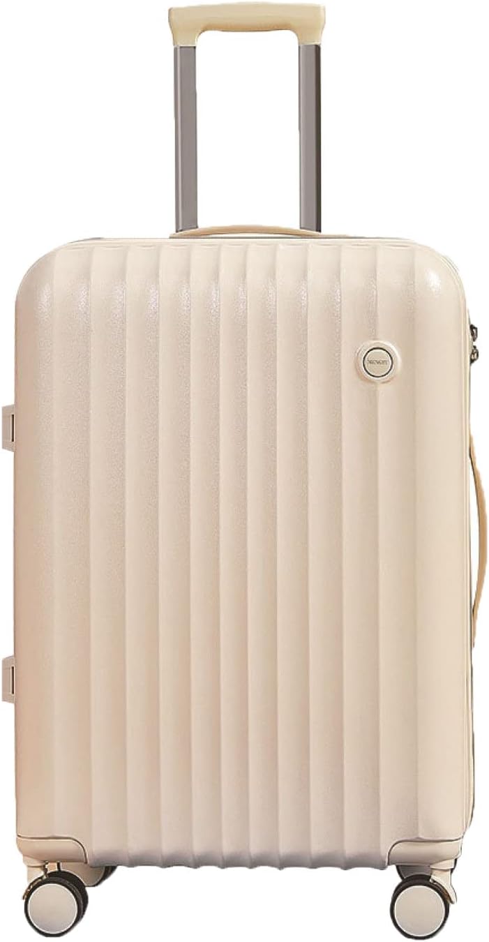 スーツケース キャリーケース 45L キャリーバッグ ファスナー式 超軽量 大型 耐衝撃 静音 ダブルキャスター 360度回転 旅行 ビジネス 出張 ホワイト Mサイズ（3-5泊）