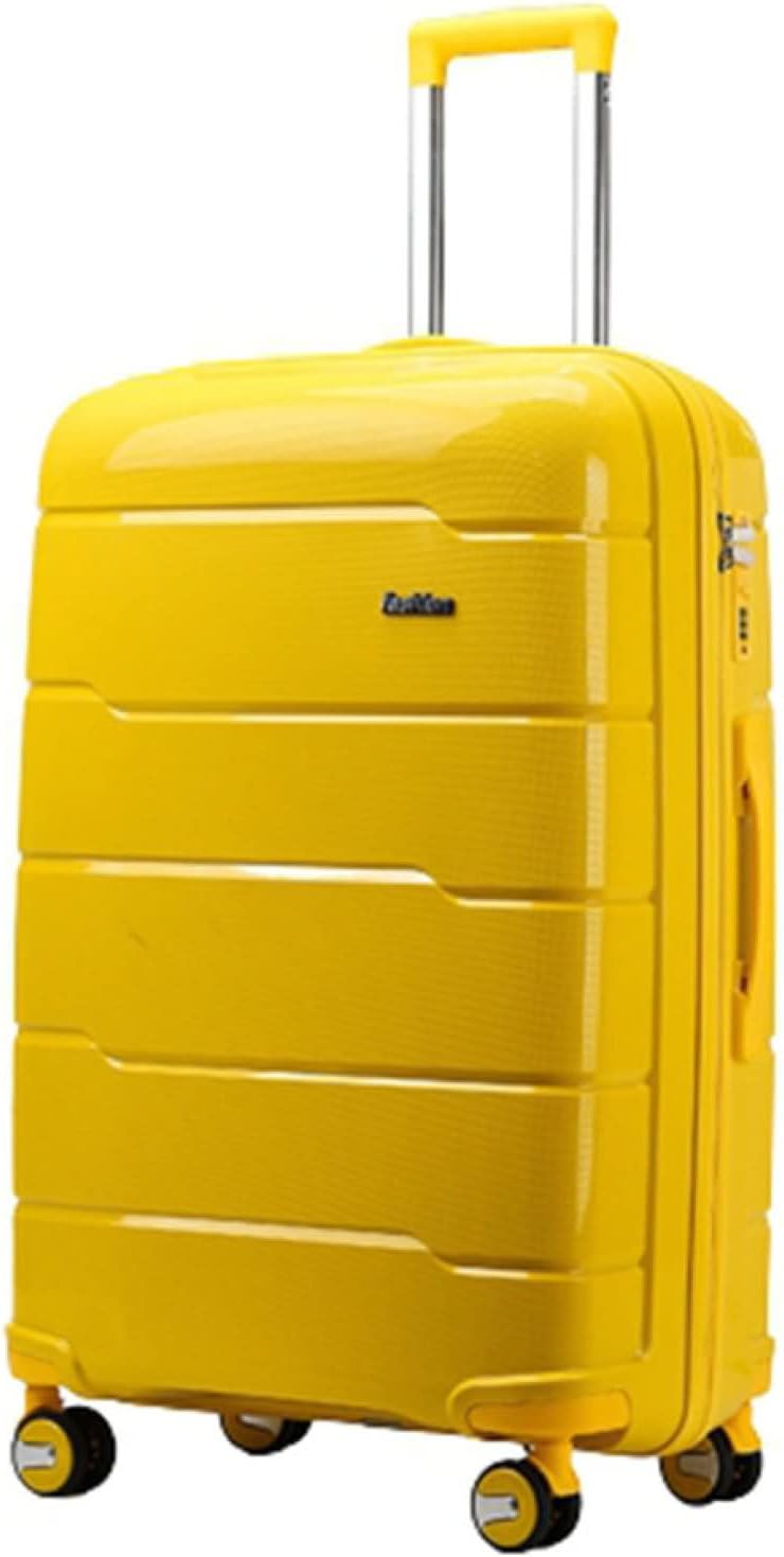 スーツケース キャリーケース 65L キャリーバッグ ファスナー式 超軽量 大型 耐衝撃 静音 ダブルキャスター 360度回転 旅行 ビジネス 出張 イエロー Lサイズ（6-8泊）