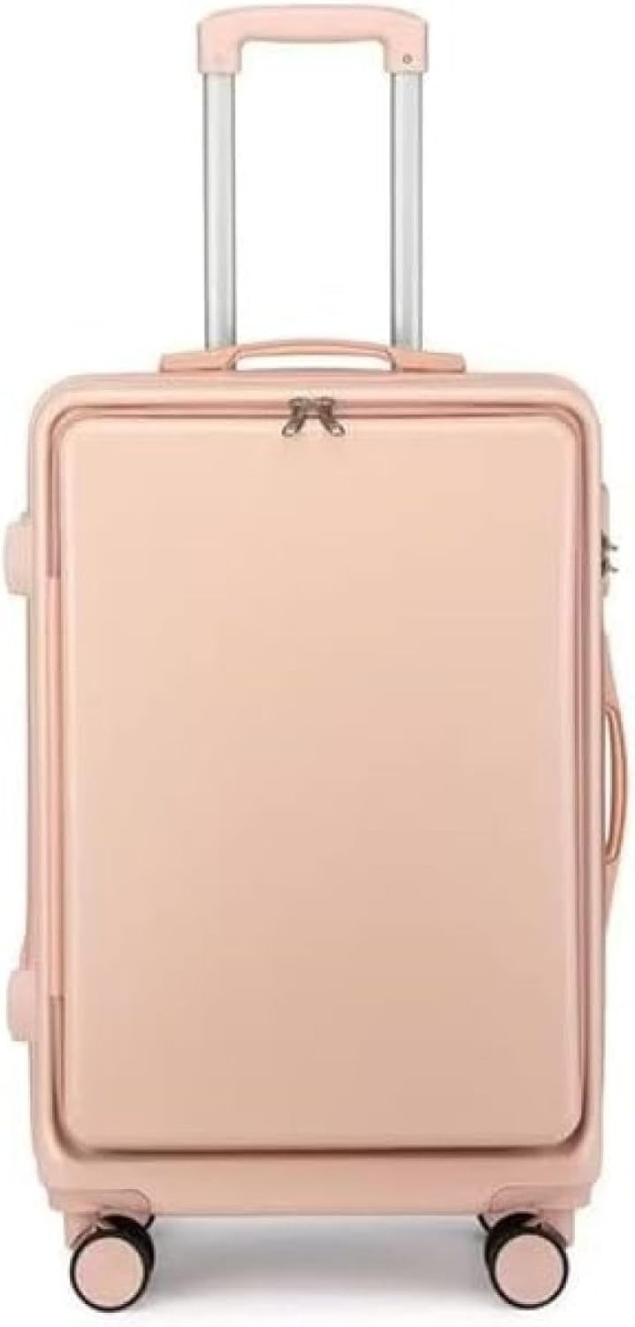 スーツケース キャリーケース ピンク 20インチ/34×22×49cm、機内持込 前開きポケット フロントオープン キャリーバッグ 機内持込 フロントポケット ファスナー 超軽量 多収納ポケット 人気|Funny Life 店
