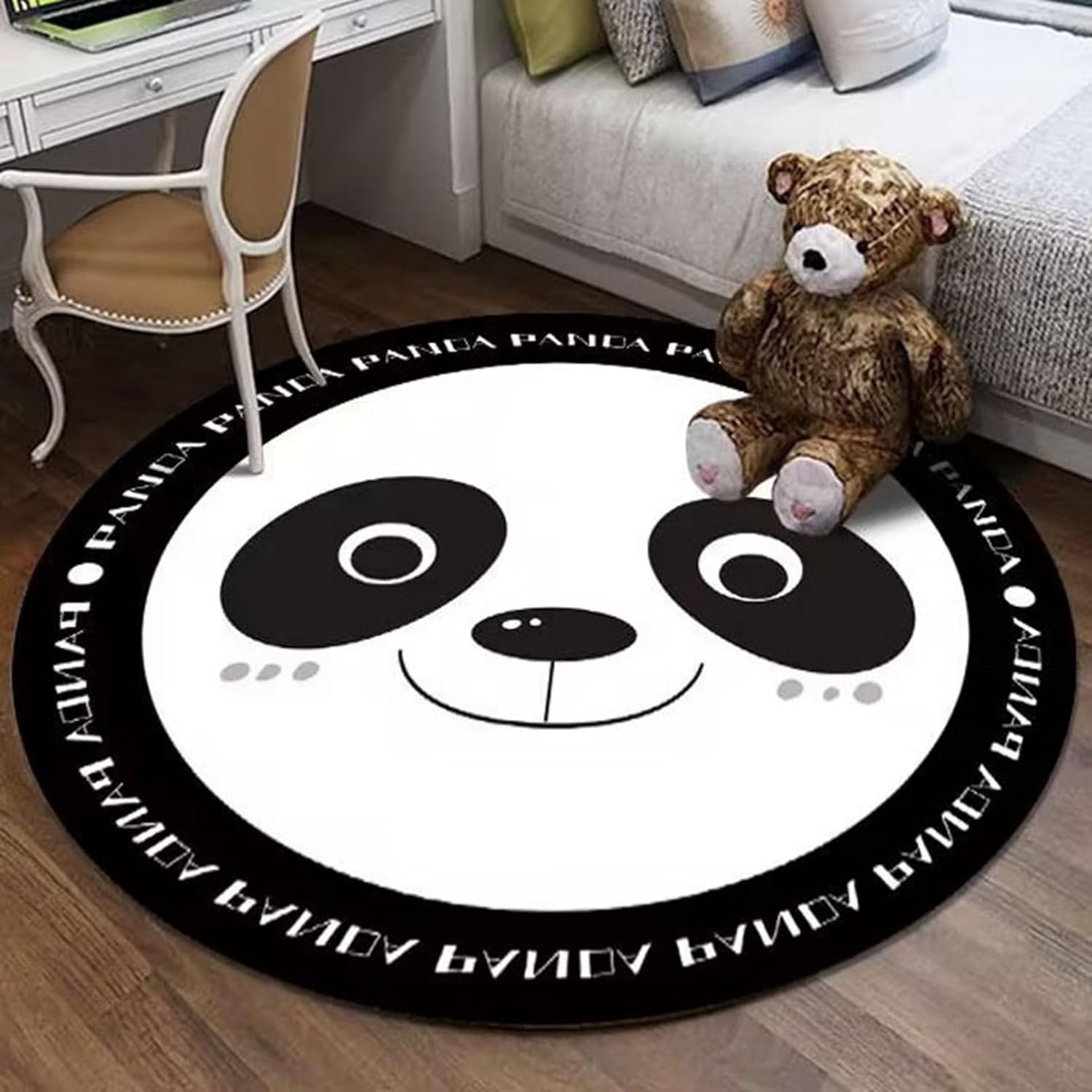 動物柄 円形マット ラグマット 80x80cm 子供 かわいい 猫柄 冷房対策 床保護 滑り止め付 低反発 触さよい 吸水 防音 防ダニ 薄型 オールシーズン お手入れ簡単 インテリア 屋内 室内 書|Funny Life 店