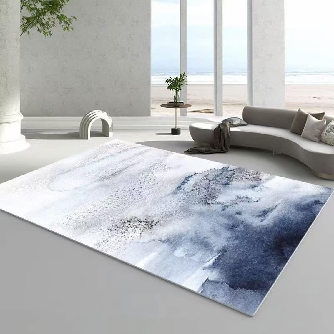 ラグ カーペット マット 黒 青色 グレー 長方形 カラー3 マイクロファイバー 吸湿性 40*60cm 通気性 シンプル ナチュラル 幾何学 ボーダー 抽象的 インク柄 淡色系デザイン コンパクトホ 6,770円