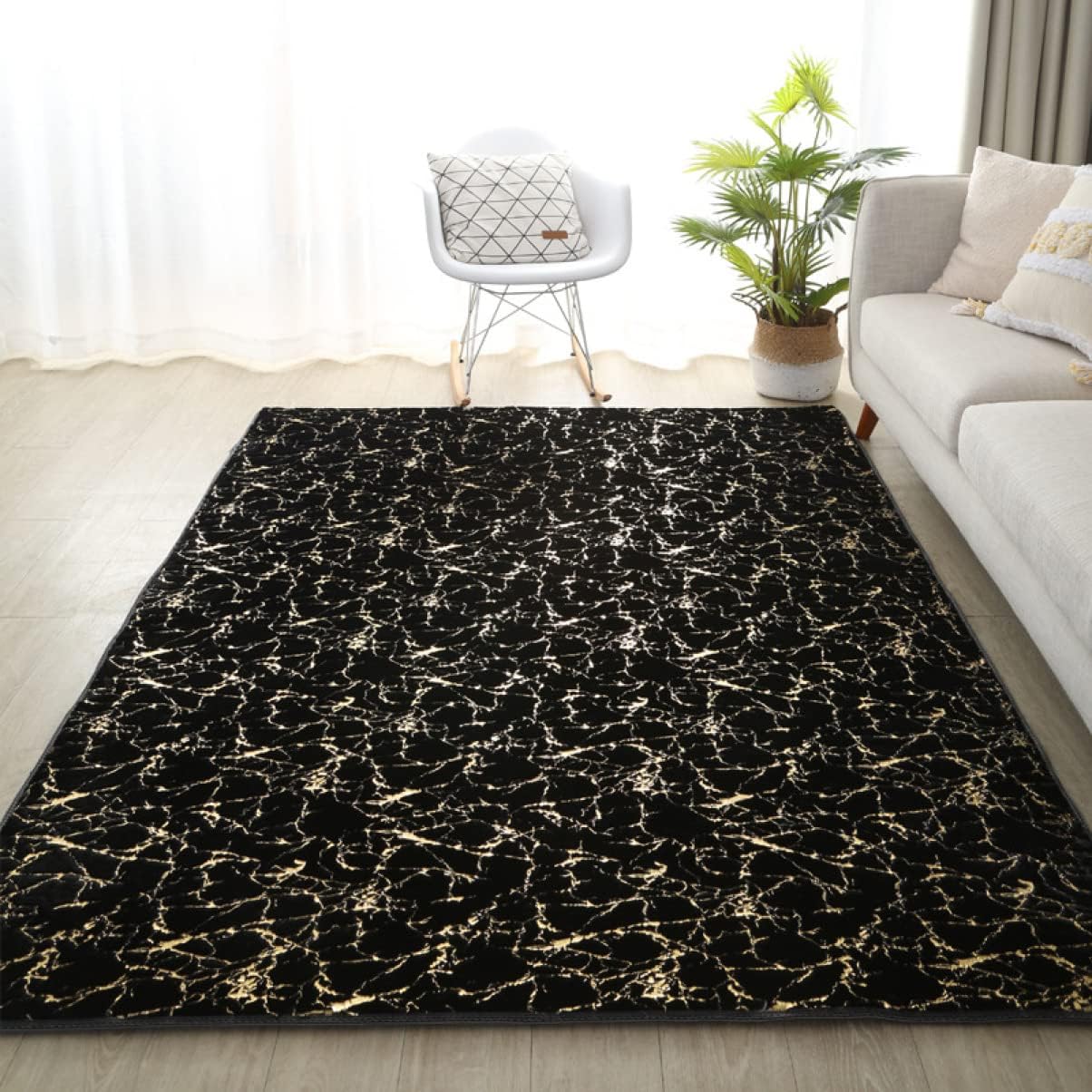 和風 長方形 60*90cm ラグマット 洗える マイクロファイバー シャギー 床暖房対応 ラグ 防ダニ 正方形 ラグ 滑り止め付き 折り畳み可能 ブラック 軽量設計 丸洗いOK 掃除が簡単 折りたた