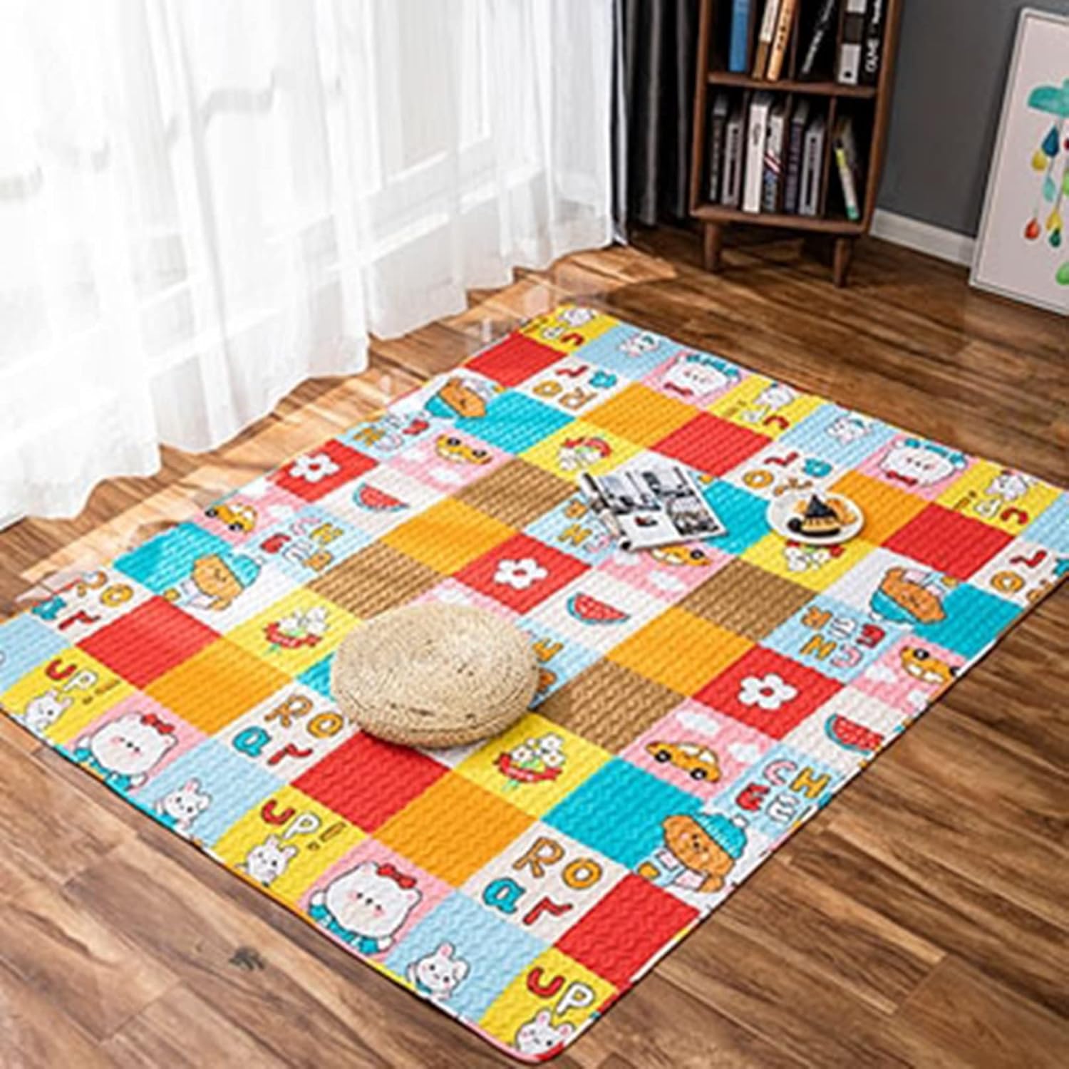 漫画柄 カーペット 70x150cm ラグマット 綿 薄型 ケガ防止 踏み心地良い 洗える 汚れにくい 掃除ラクラク 耐摩耗性 抗菌防臭 長方形 正方形 折り畳み ズレない 子供 室内 リビング ベッ