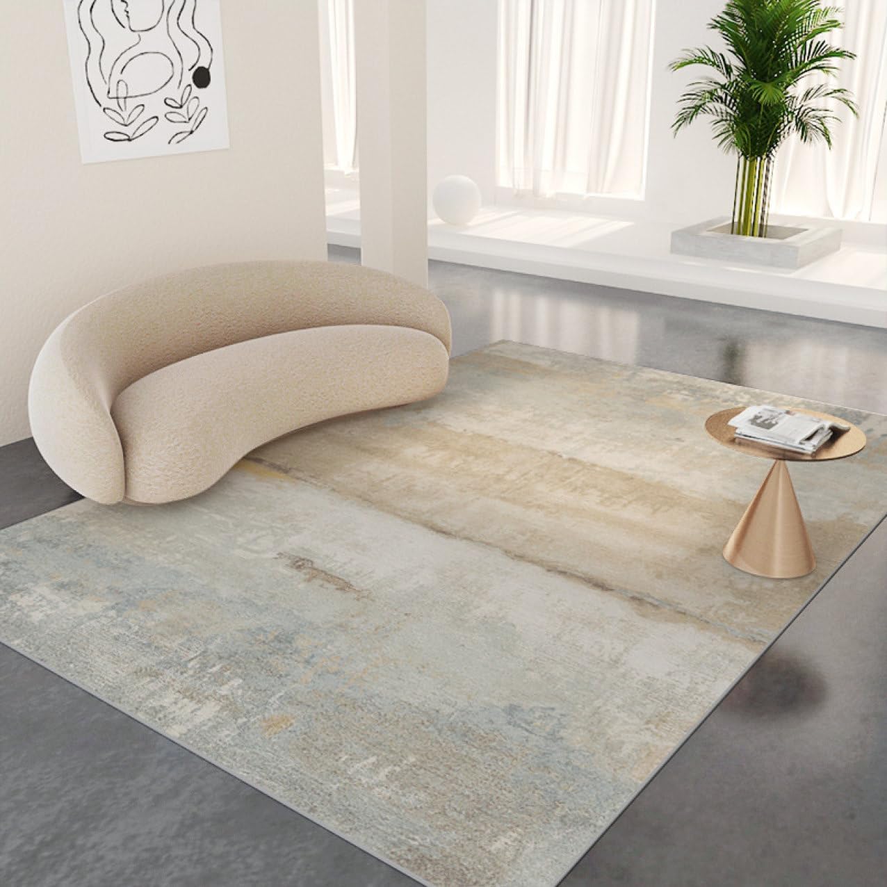 ラグ マット 北欧風 おしゃれ 洗える ラグマット 100x120cm 低反発 ふわふわ カラー08 オールシーズン 滑り止め付 ラグカーペット 4.5畳 吸水 防ダニ 抗菌防臭 床暖房対応 センター