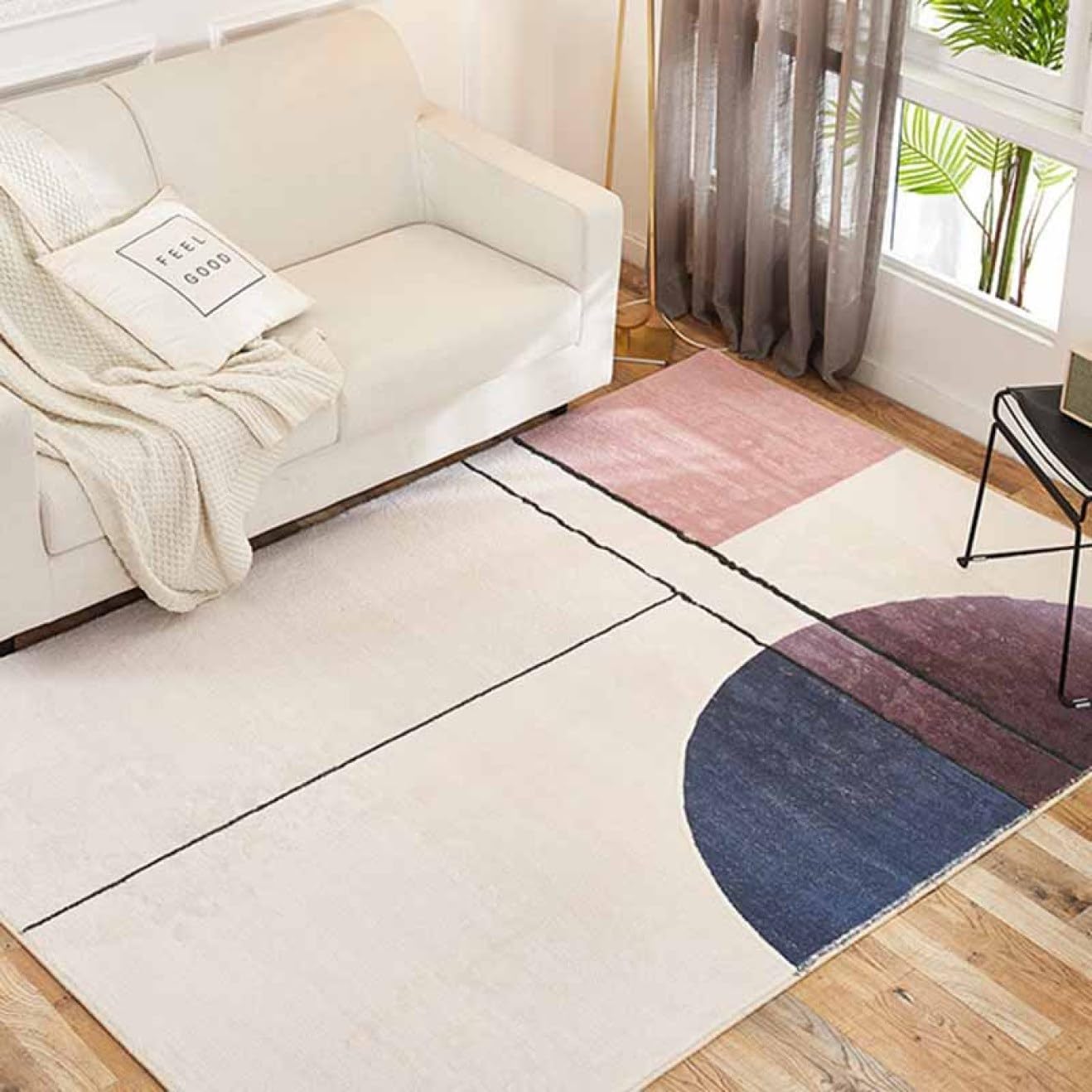 リビングラグ カーペット 120CM*160CM モダン おしゃれ ins風 抽象的 北欧風 インテリア センターラグ 遮音 軽量 掃除易い 折り畳み可能 カラー41 洗える ラグマット 滑り止め付き